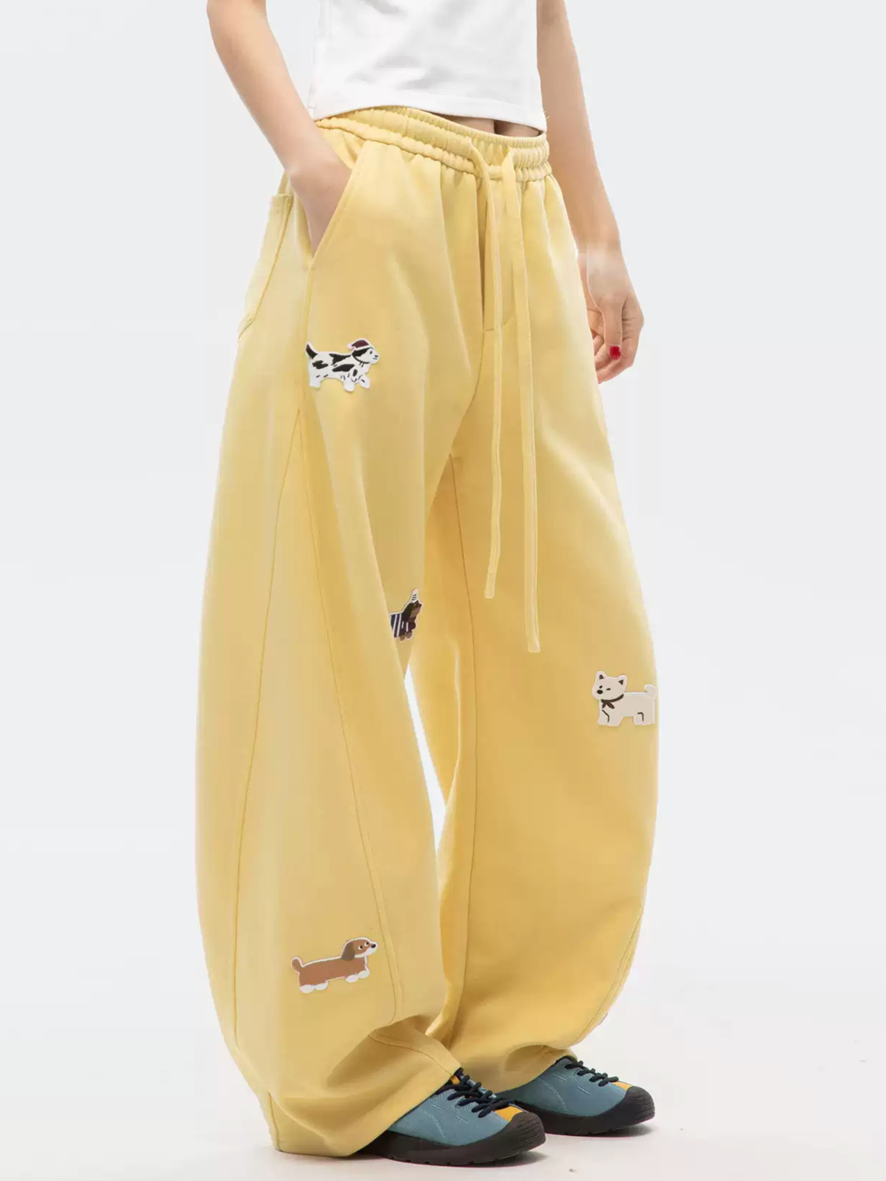 FrostView - Women's Dachshund Patch Embroidery Straight Leg Pants