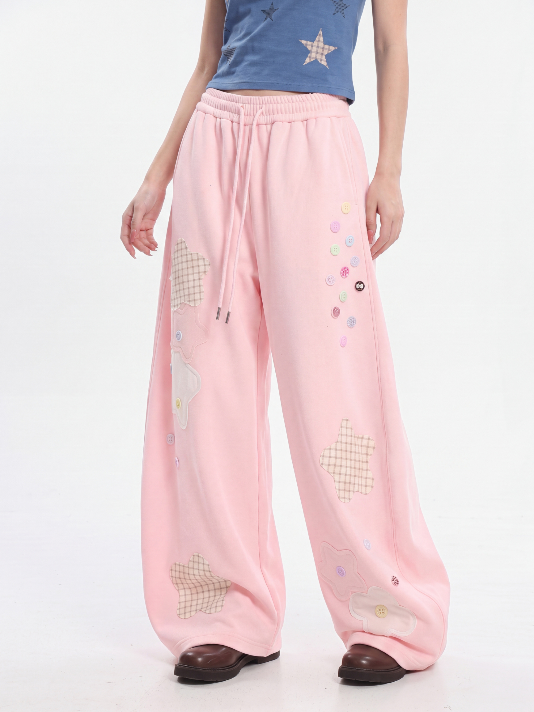 Radiance - Women's Star Patch Embroidered Relaxed Pants