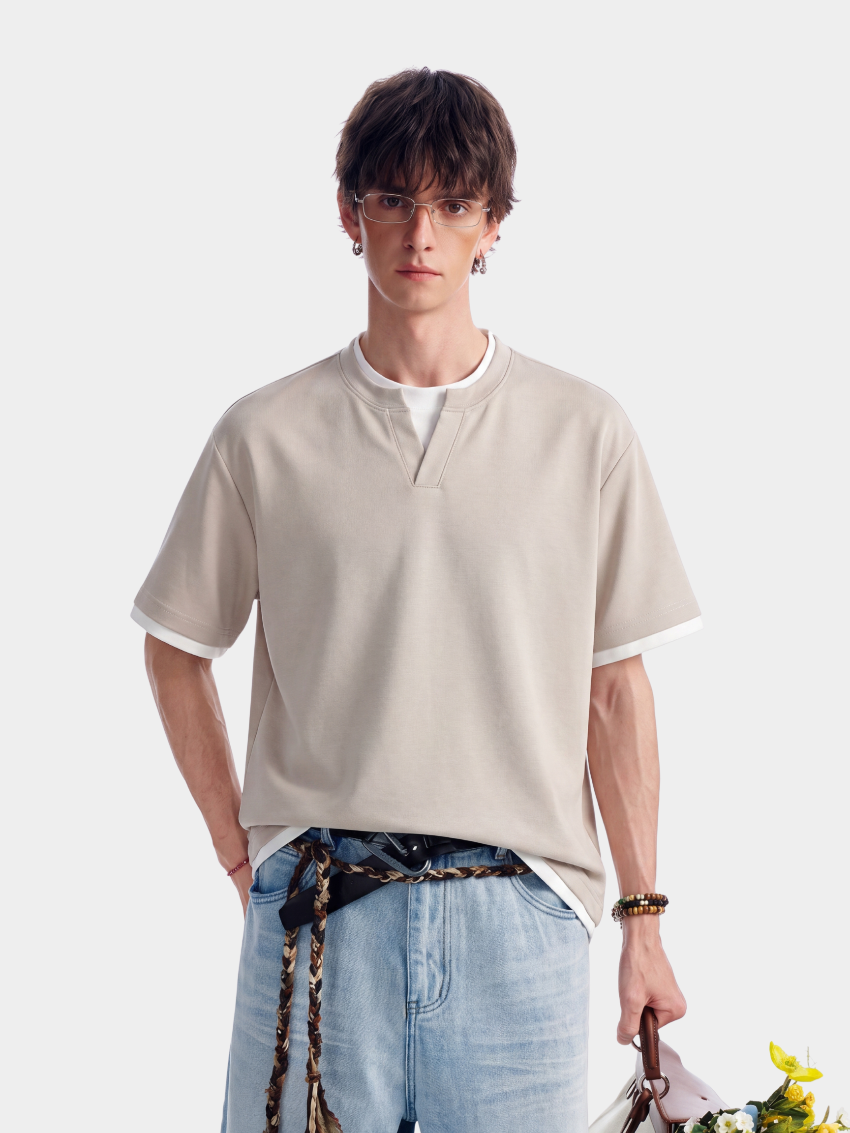 Thunderridge - Men's Layered Crew Neck T-Shirt