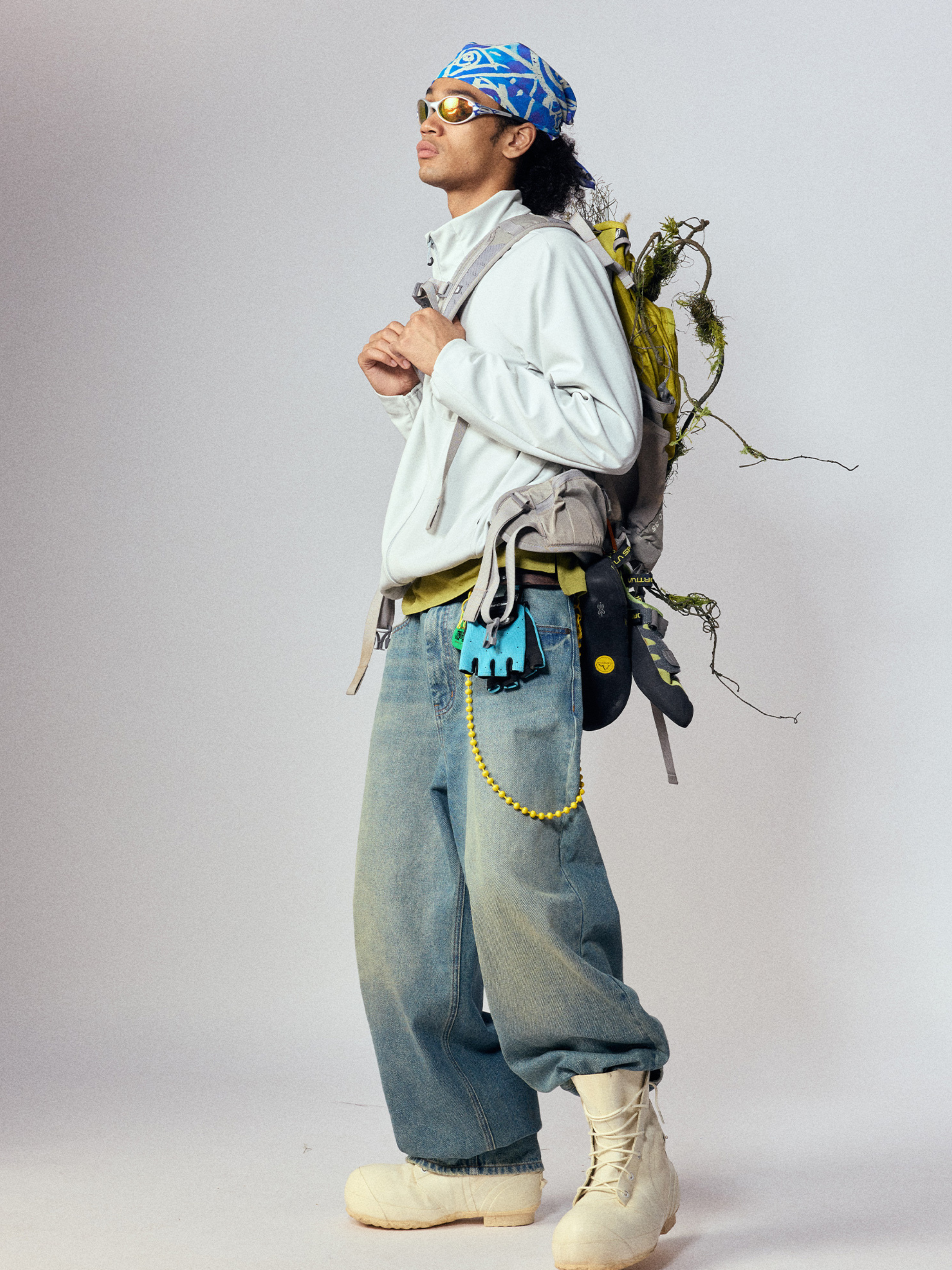 Tempestfire - Men's Washed Denim Wide-Leg Jeans