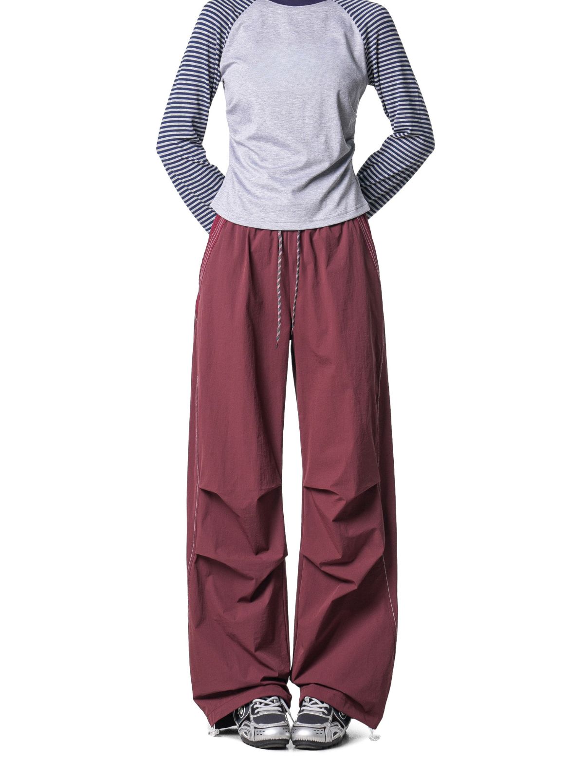 Crestwalk - Women's Geometric Cutline Pleated Paratrooper Pants