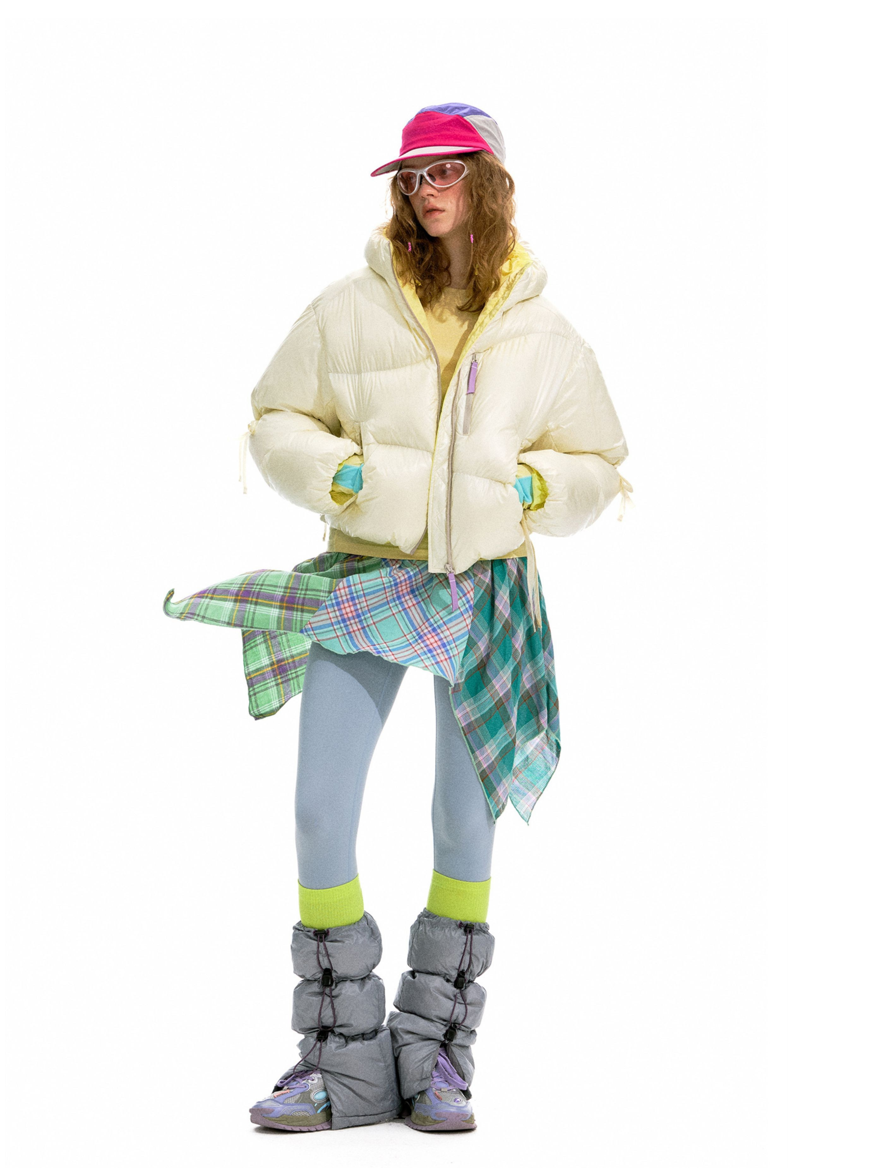 Ironfrost - Women's 90% White Duck Down Color-Blocked Short Puffer Jacket