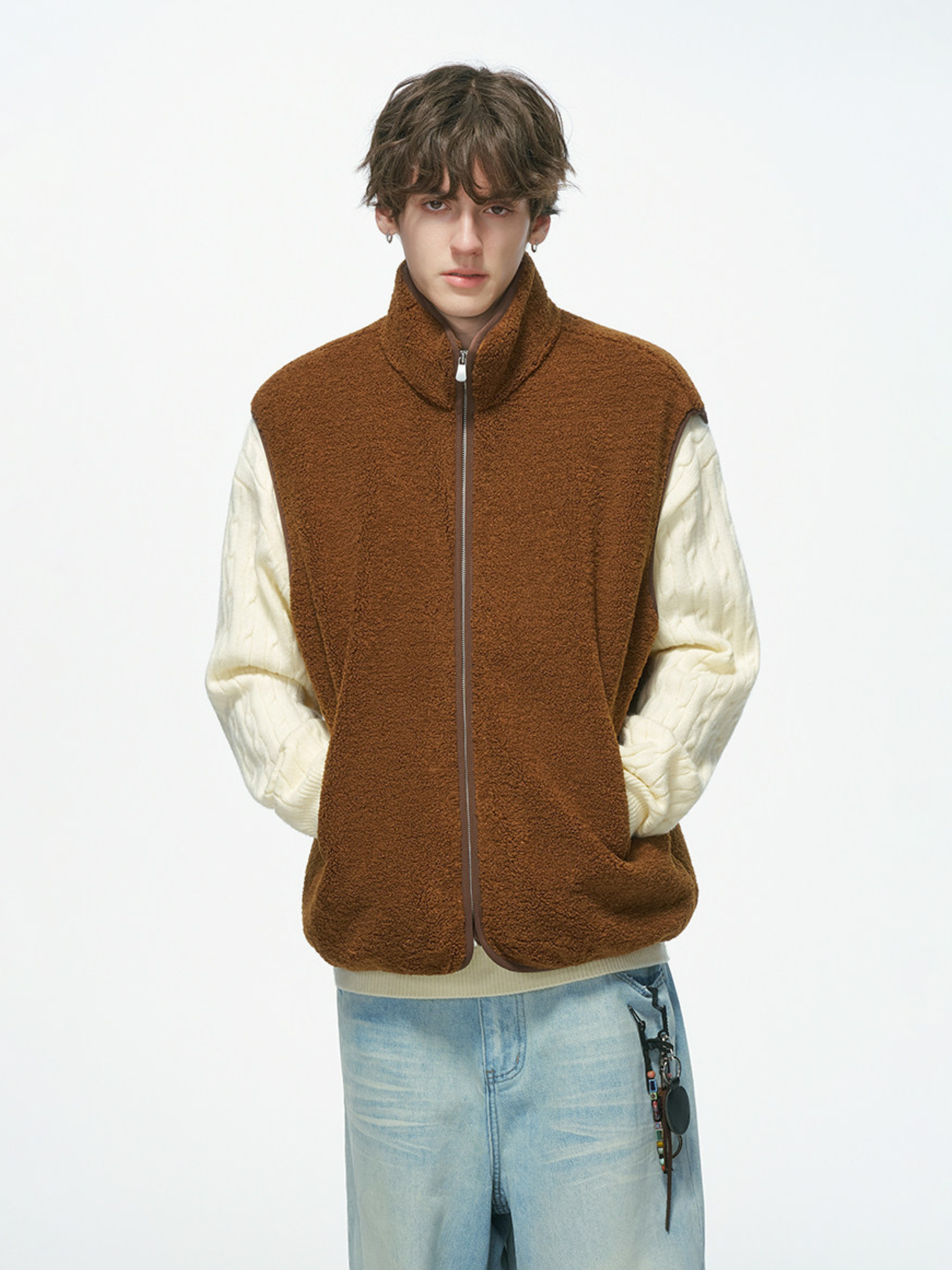 Ashveil - Men's Color-Block Shearling-Lined Vest