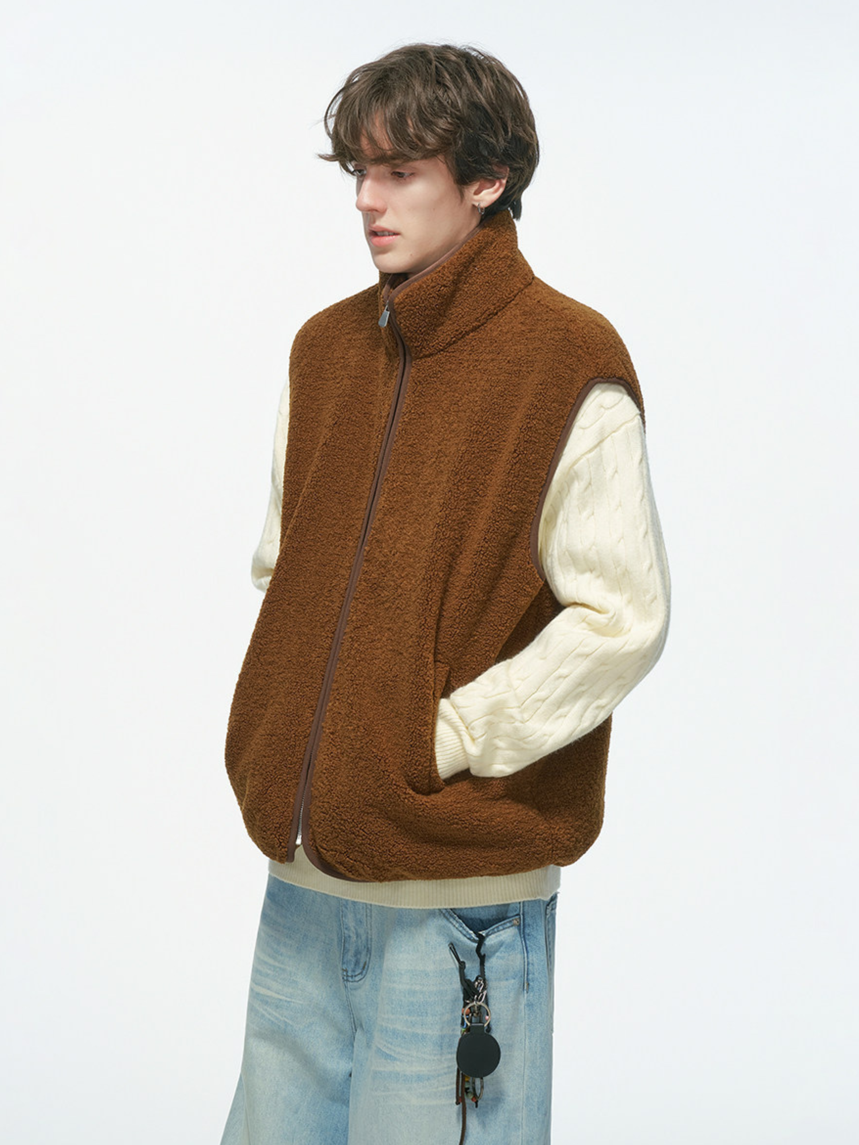 Ashveil - Men's Color-Block Shearling-Lined Vest
