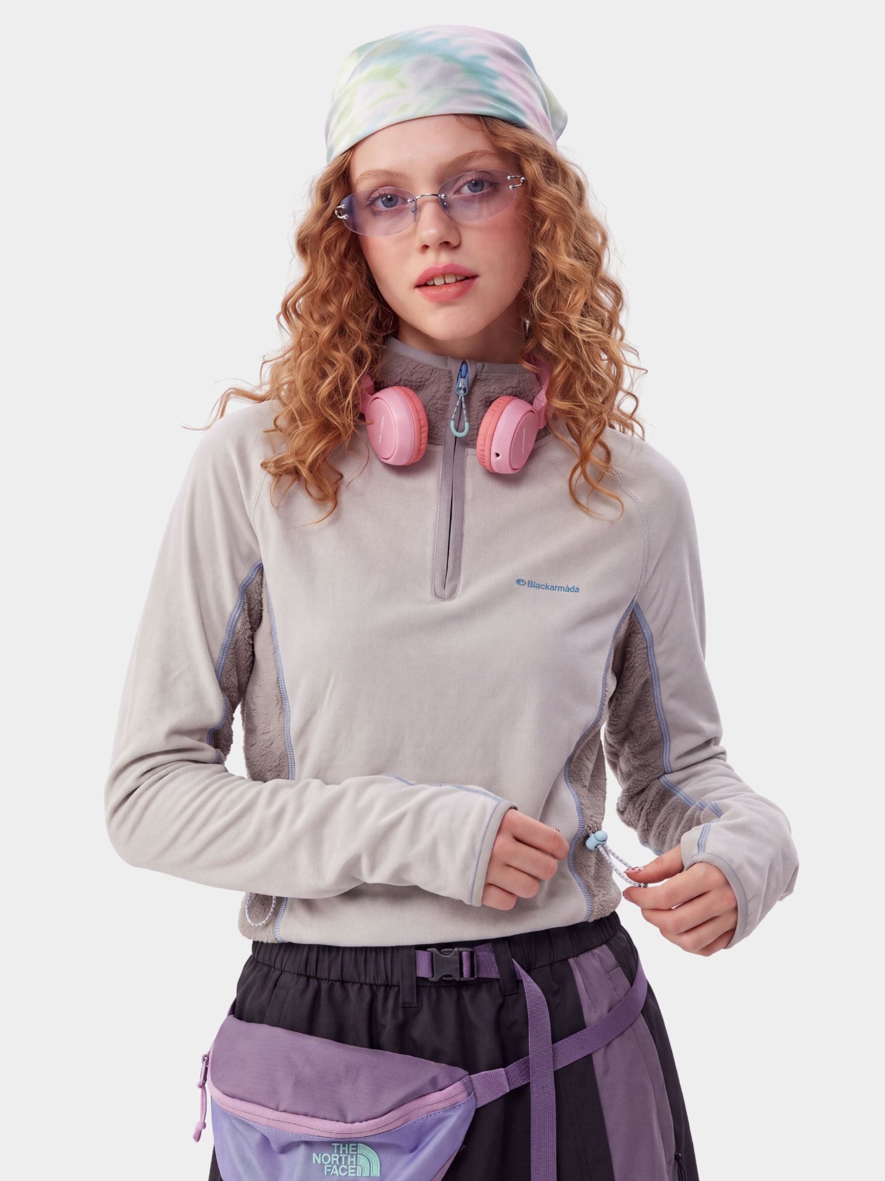 FadeSplit - Women's Fleece-Lined Utility Half-Zip Long-Sleeve Top