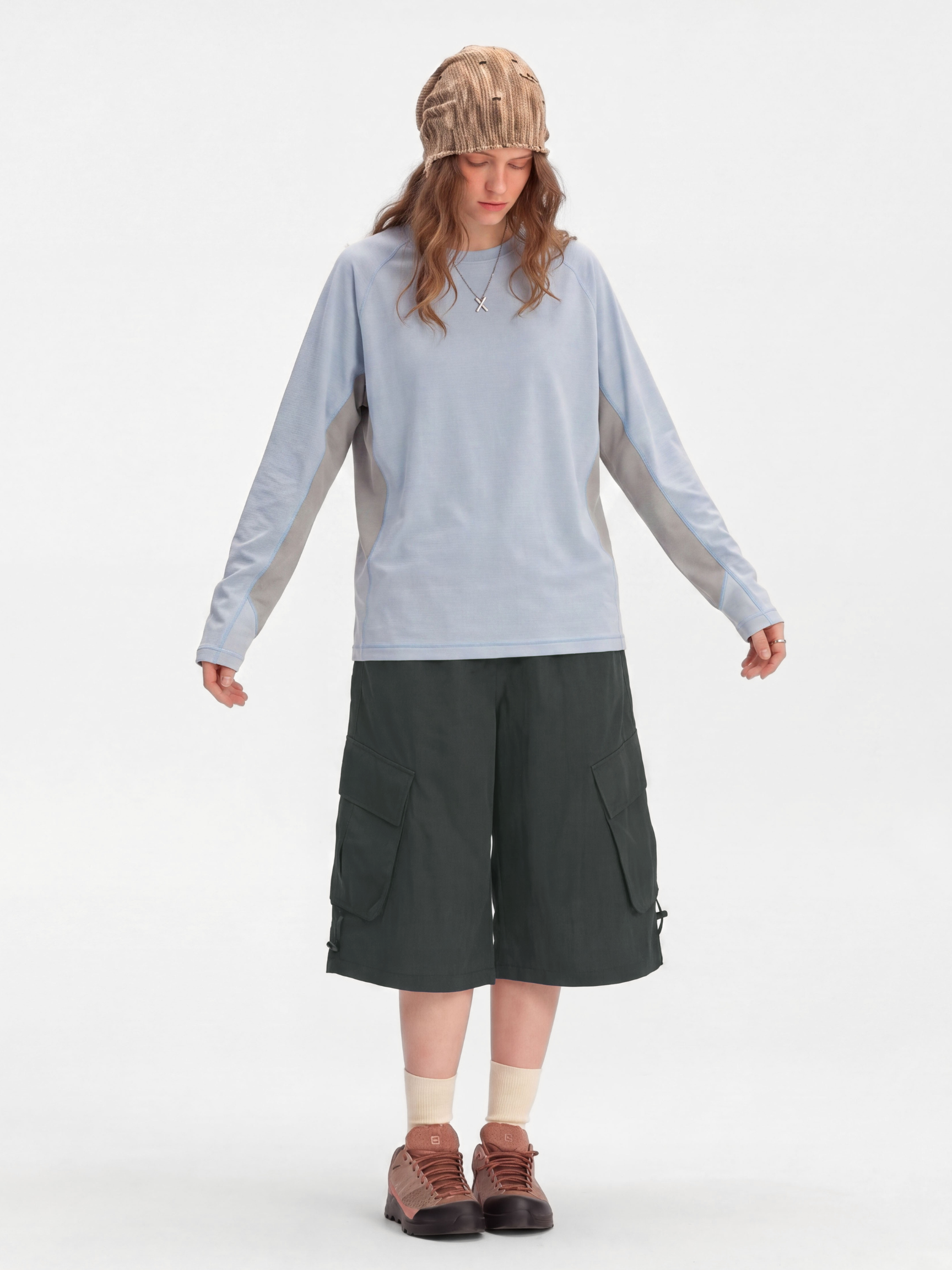 DewPath - Elastic-Waist Multi-Pocket Knee-Length Shorts