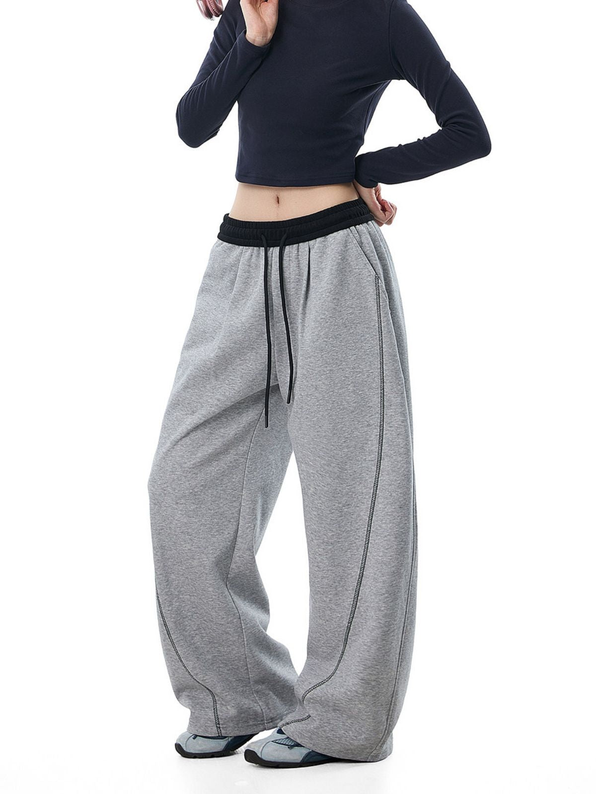DustCloud - Women's Color-Block Curved-Leg Relaxed Sweatpants