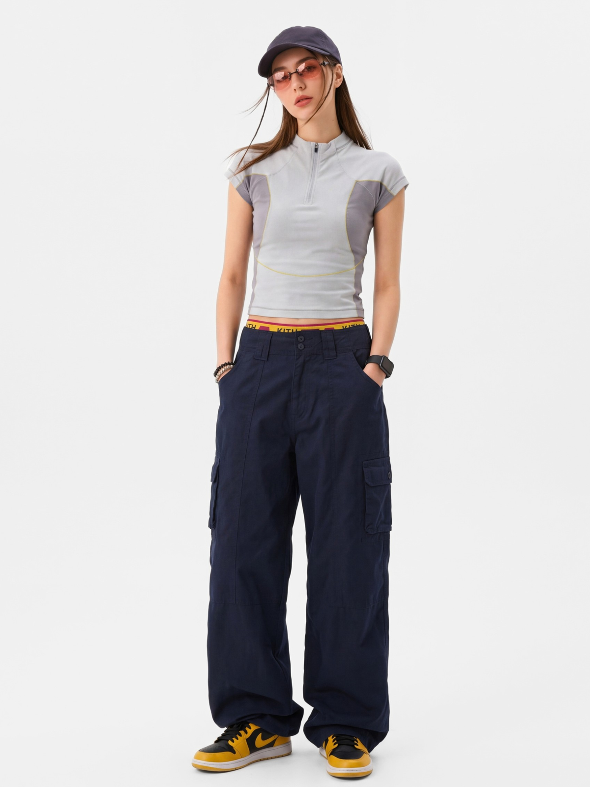 CalmDrift - Women's Deconstructed Multi-Pocket Straight-Leg Cargo Pants
