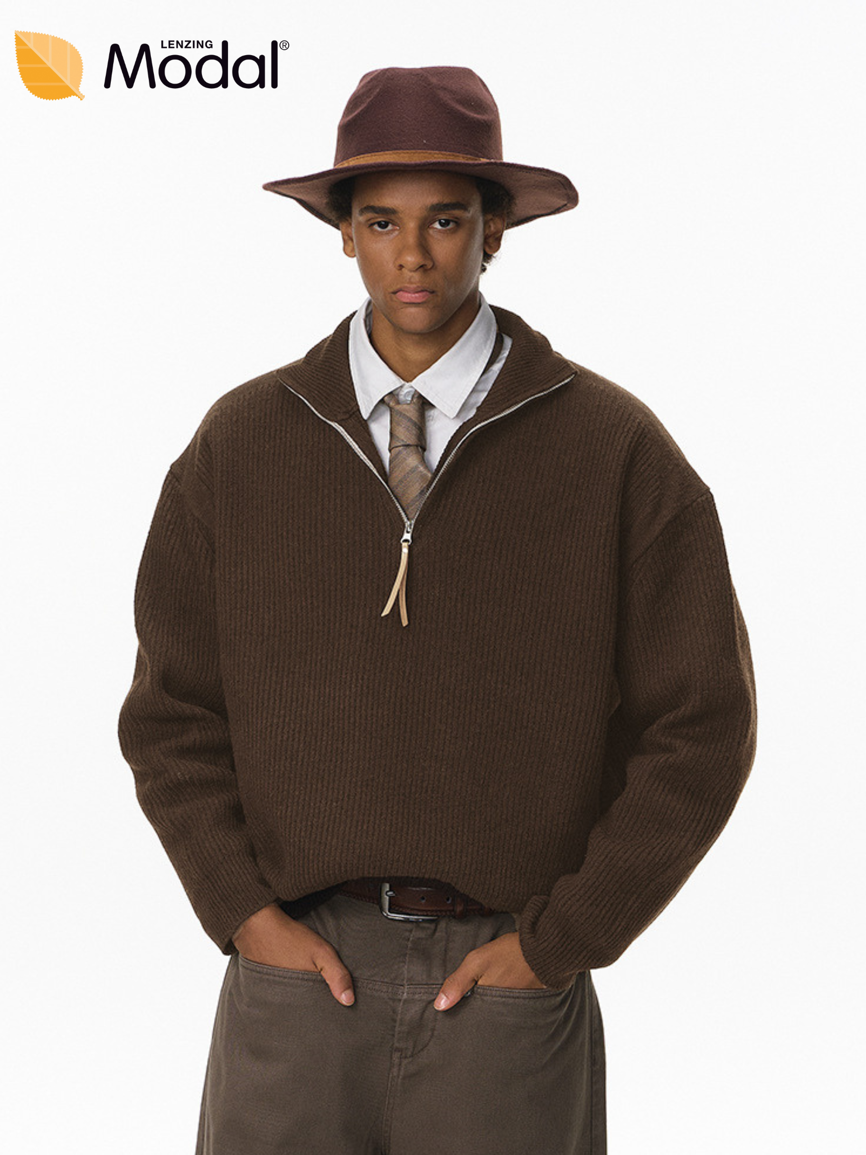 Thistle - Half-Zip High-Neck Knit Sweater