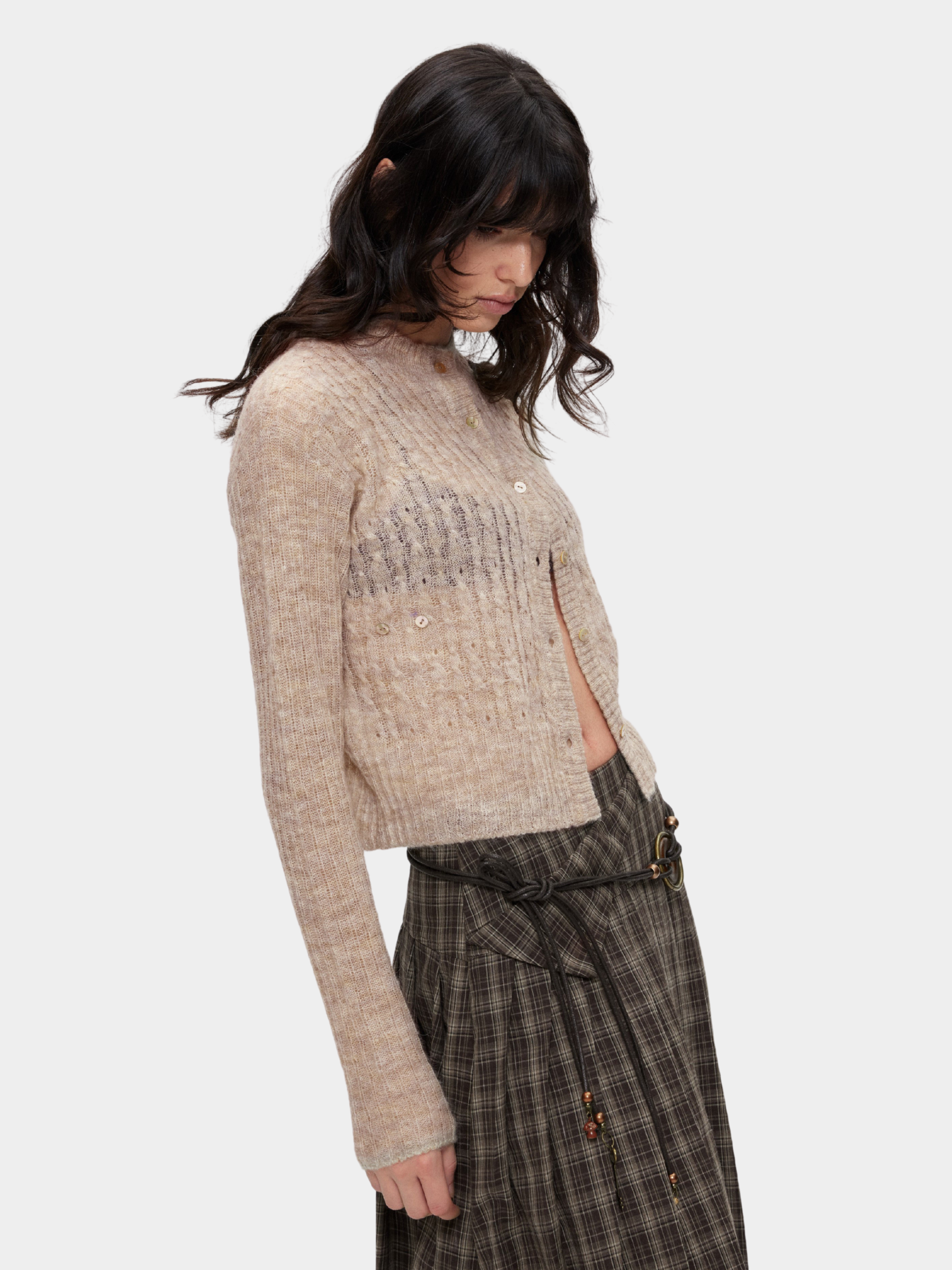 Ashglow - Women's Wool-Mohair Blend Buttoned Sweater