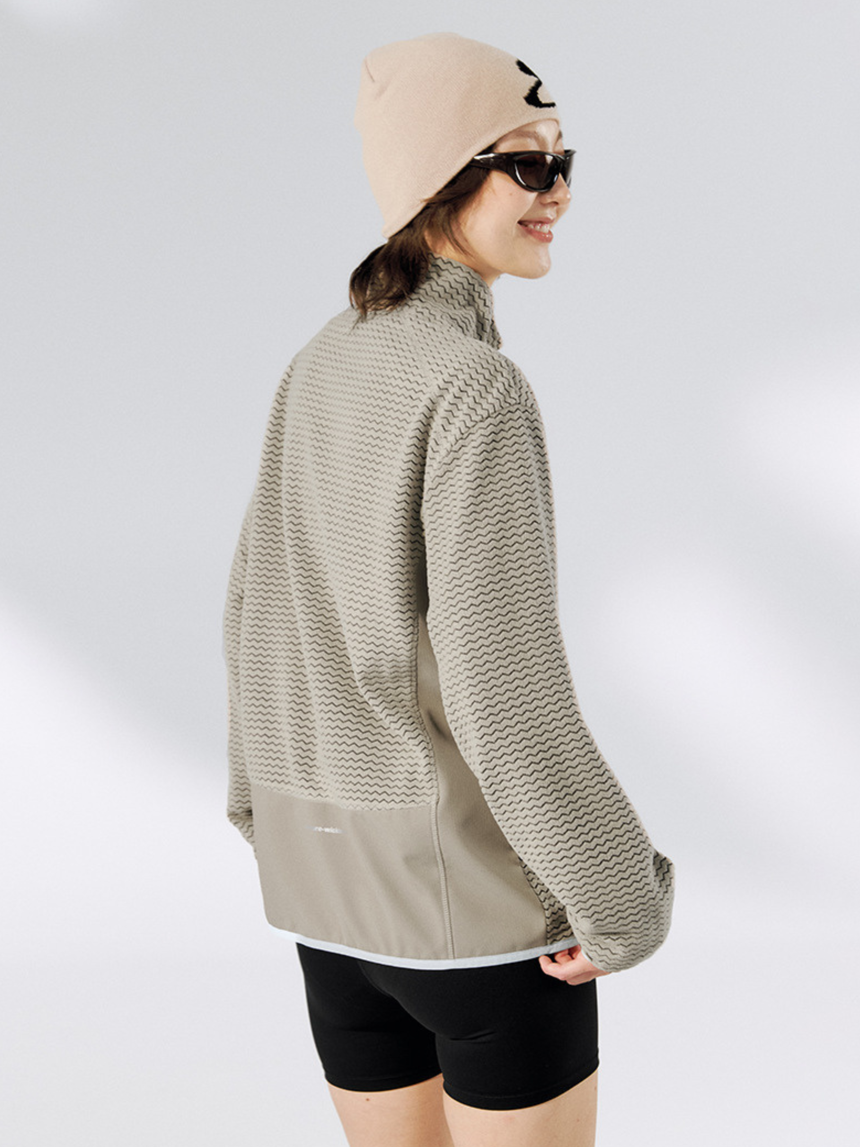 Nightthorn - Unisex Wave Pattern Fleece Zip-Up Sweatshirt