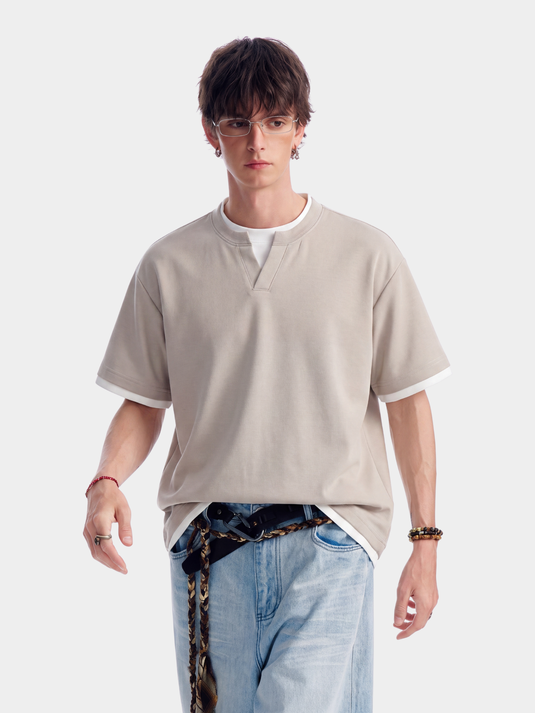 Thunderridge - Men's Layered Crew Neck T-Shirt