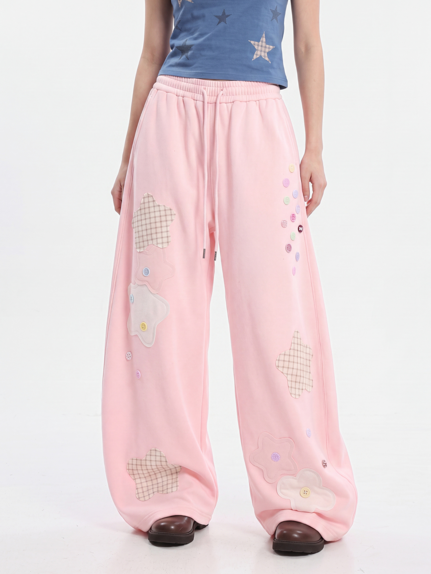 Radiance - Women's Star Patch Embroidered Relaxed Pants