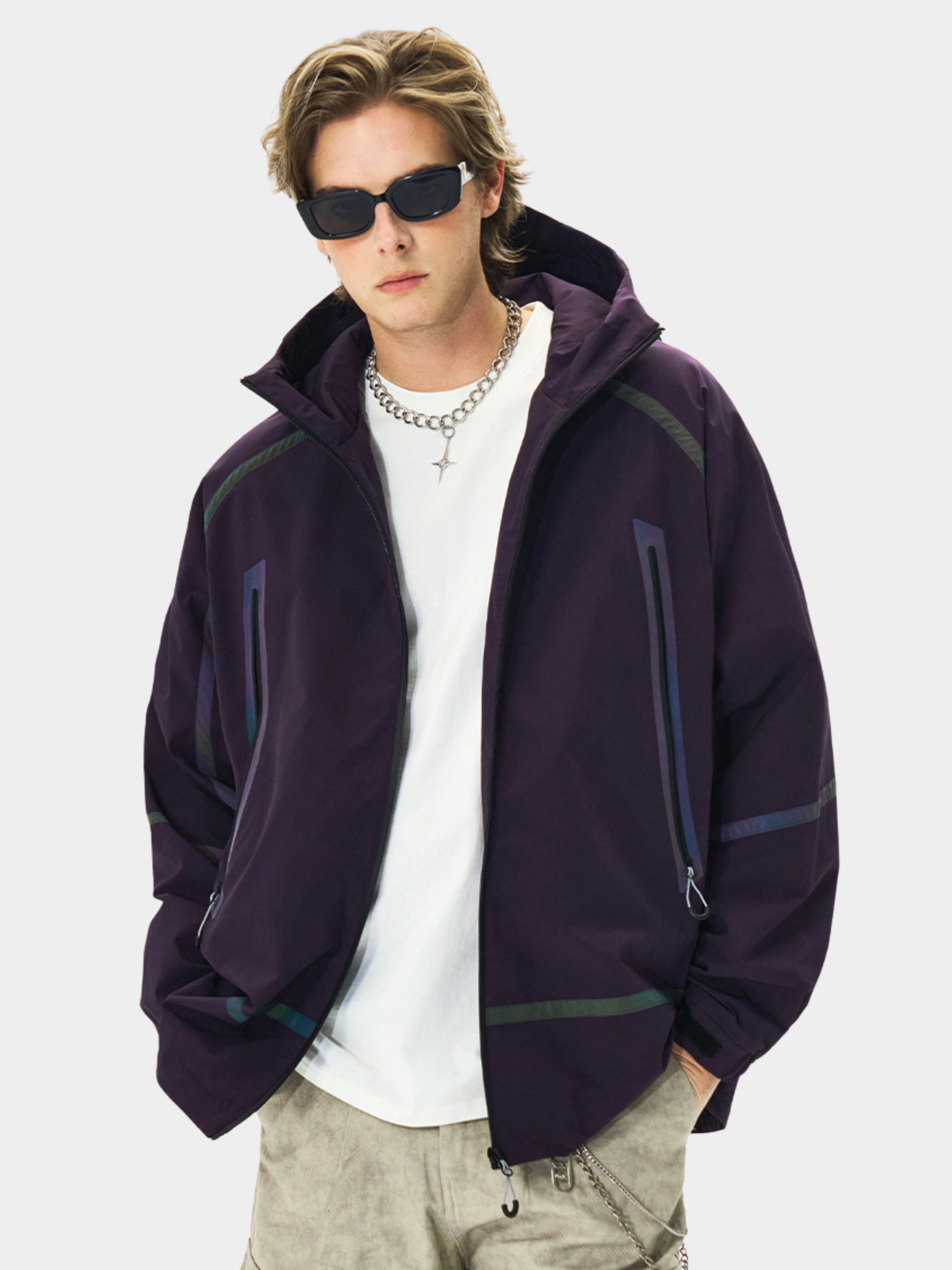 CougarBoard - Unisex Loose Fit Reflective Hooded Utility Jacket