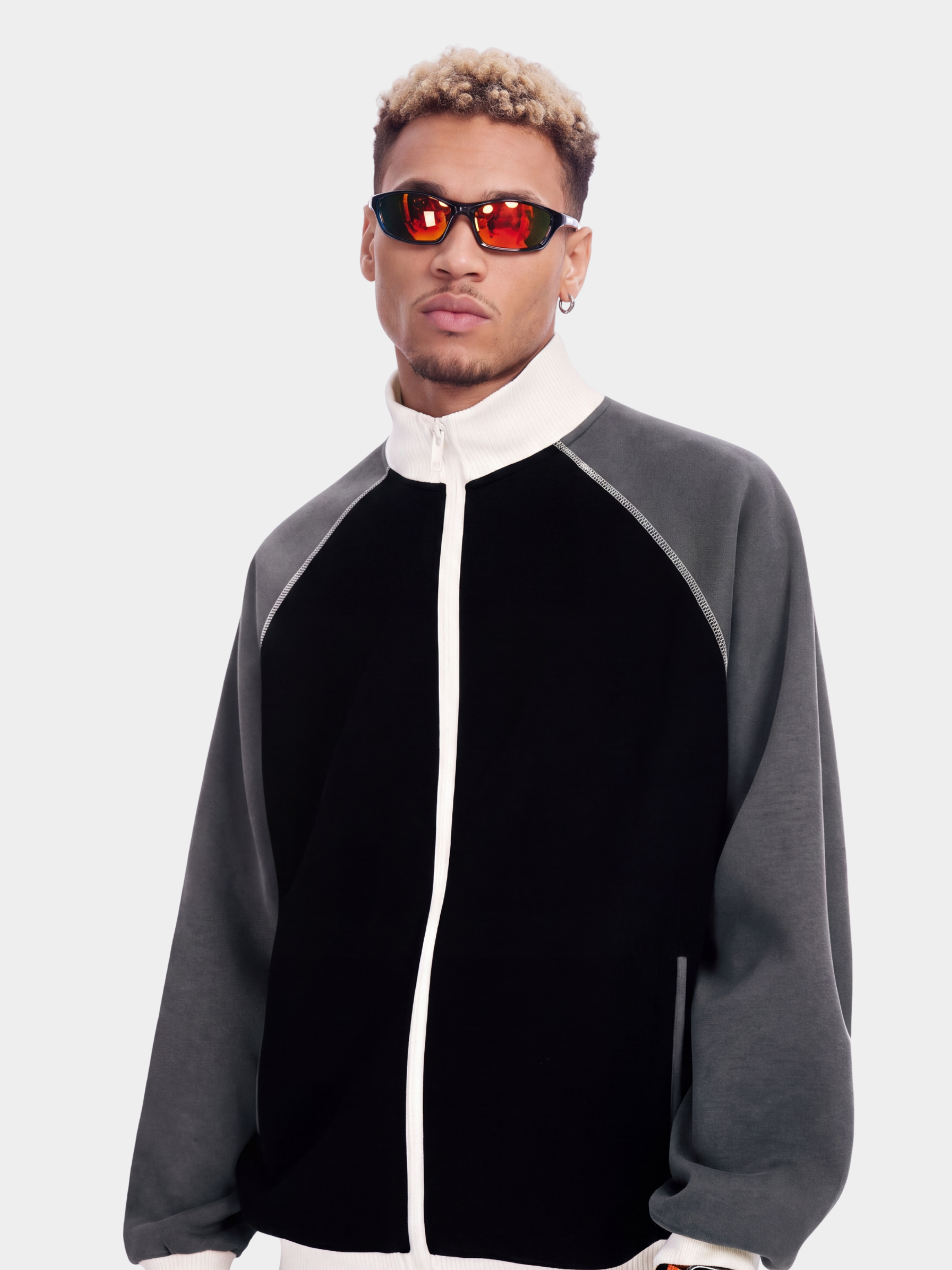 EdgeDrift - Unisex Color-Block Raglan Stand Collar Zip Jacket