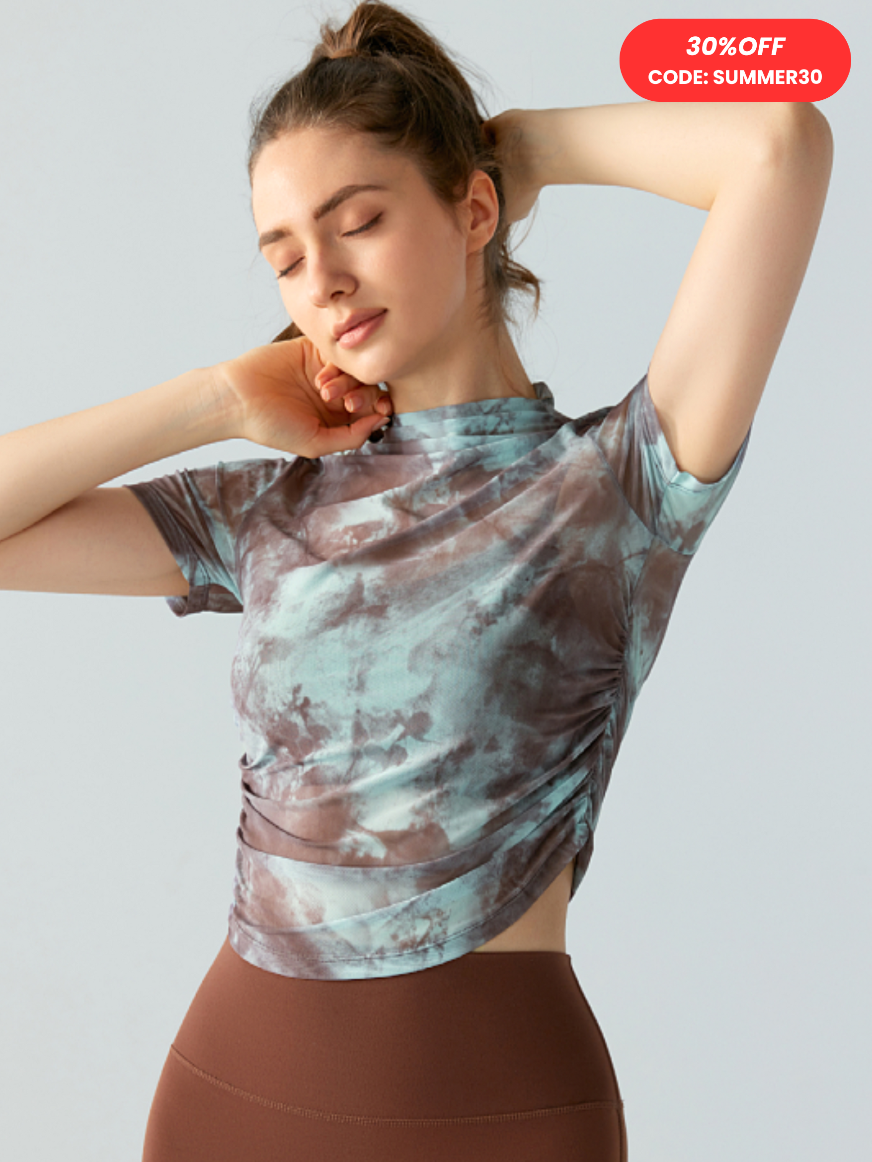 Blazerun - Women's Ruched Slim Fit Breathable Yoga Top
