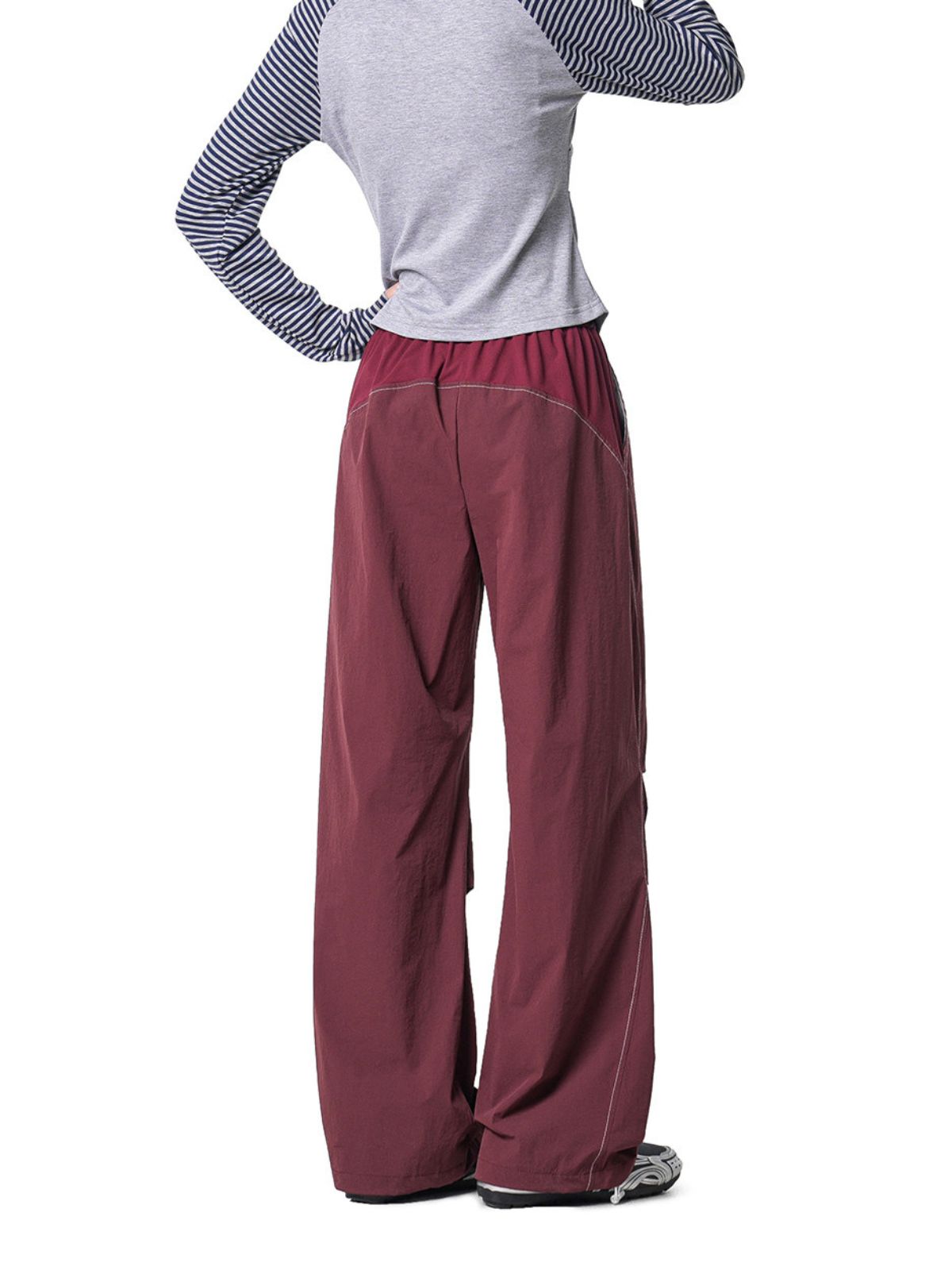 Crestwalk - Women's Geometric Cutline Pleated Paratrooper Pants