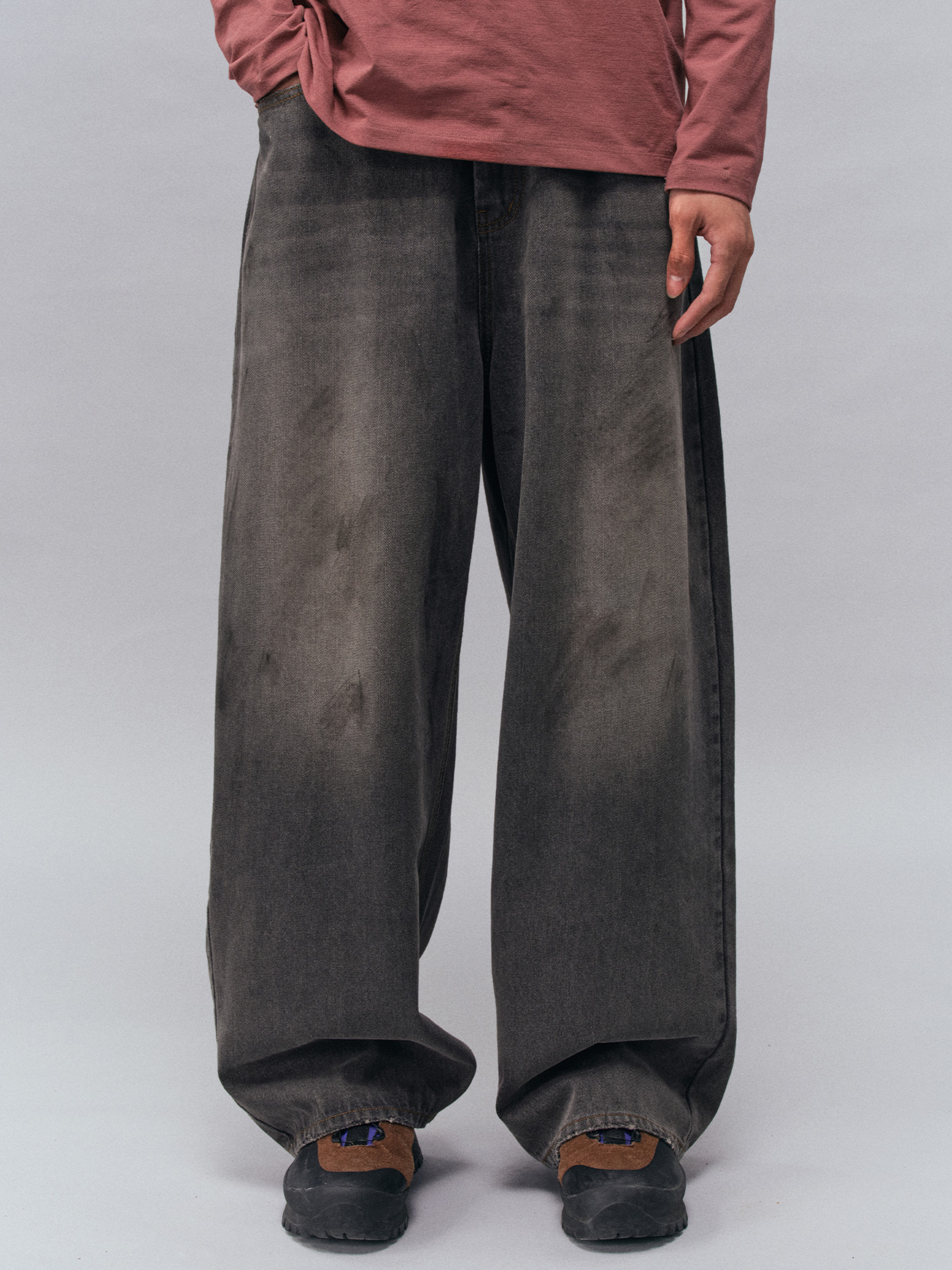 Tempestfire - Men's Washed Denim Wide-Leg Jeans