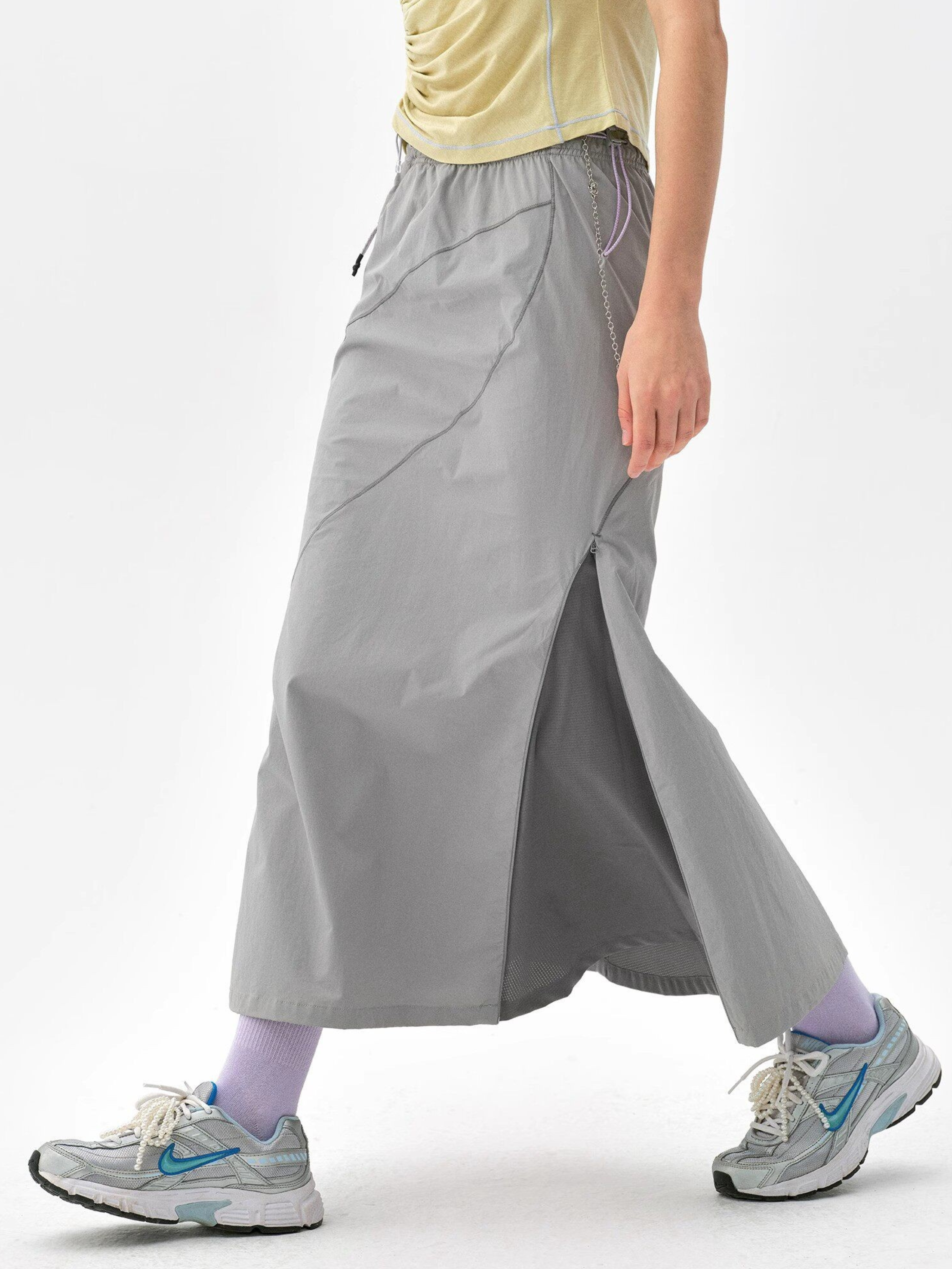 Dunewake - Women's Panelled Drawstring Waist Midi Skirt