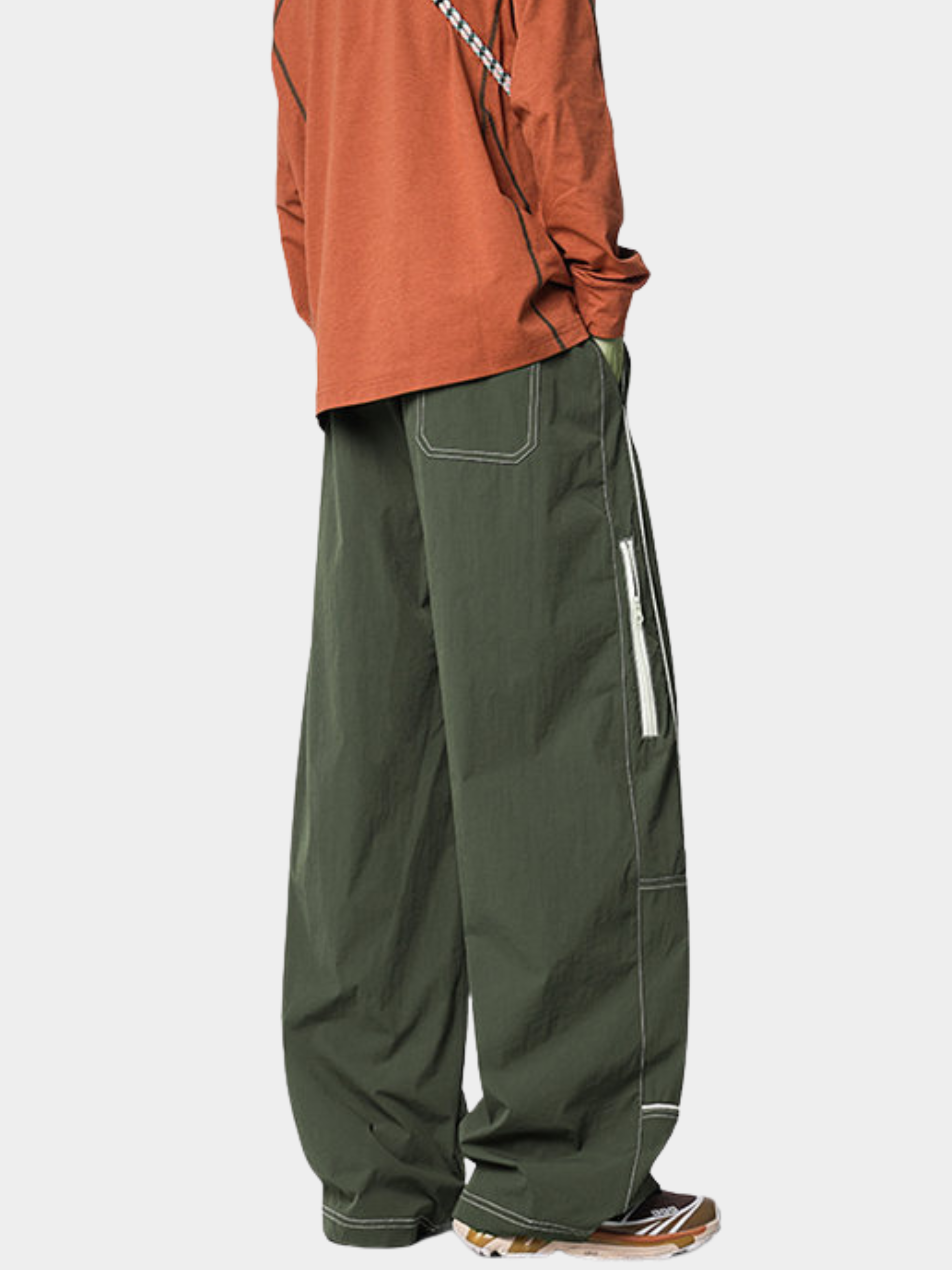 FoxView - Unisex Three-Proof Colorblock Striped Curved-Cut Pants