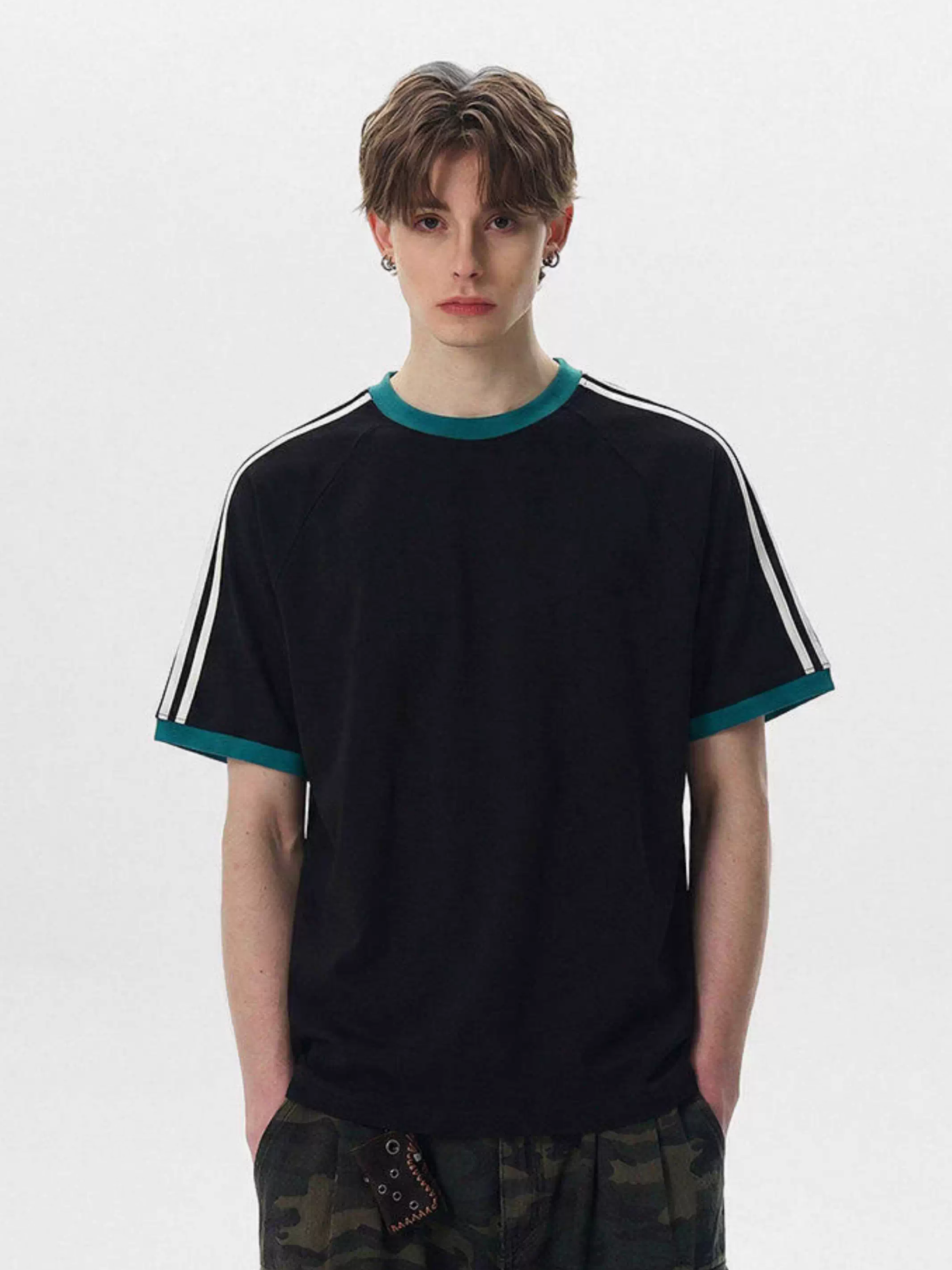 Dusttrail - Unisex Colorblock Cooling Striped Quick-Dry T-Shirt