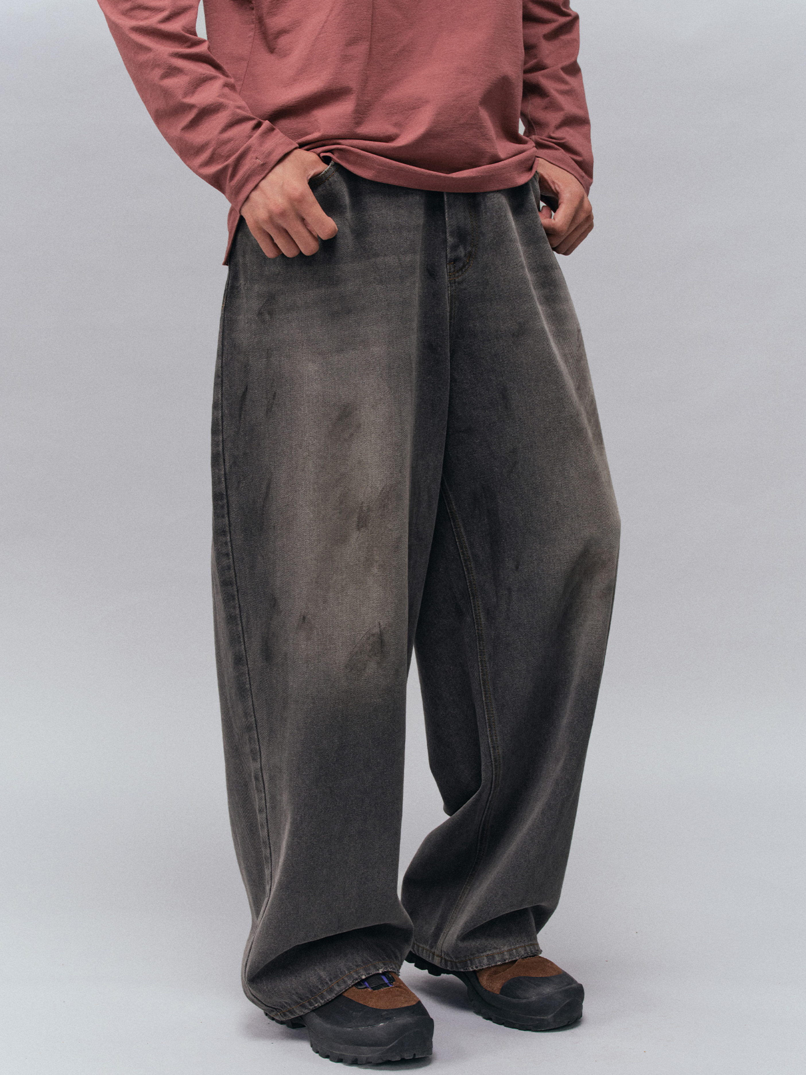 Tempestfire - Men's Washed Denim Wide-Leg Jeans