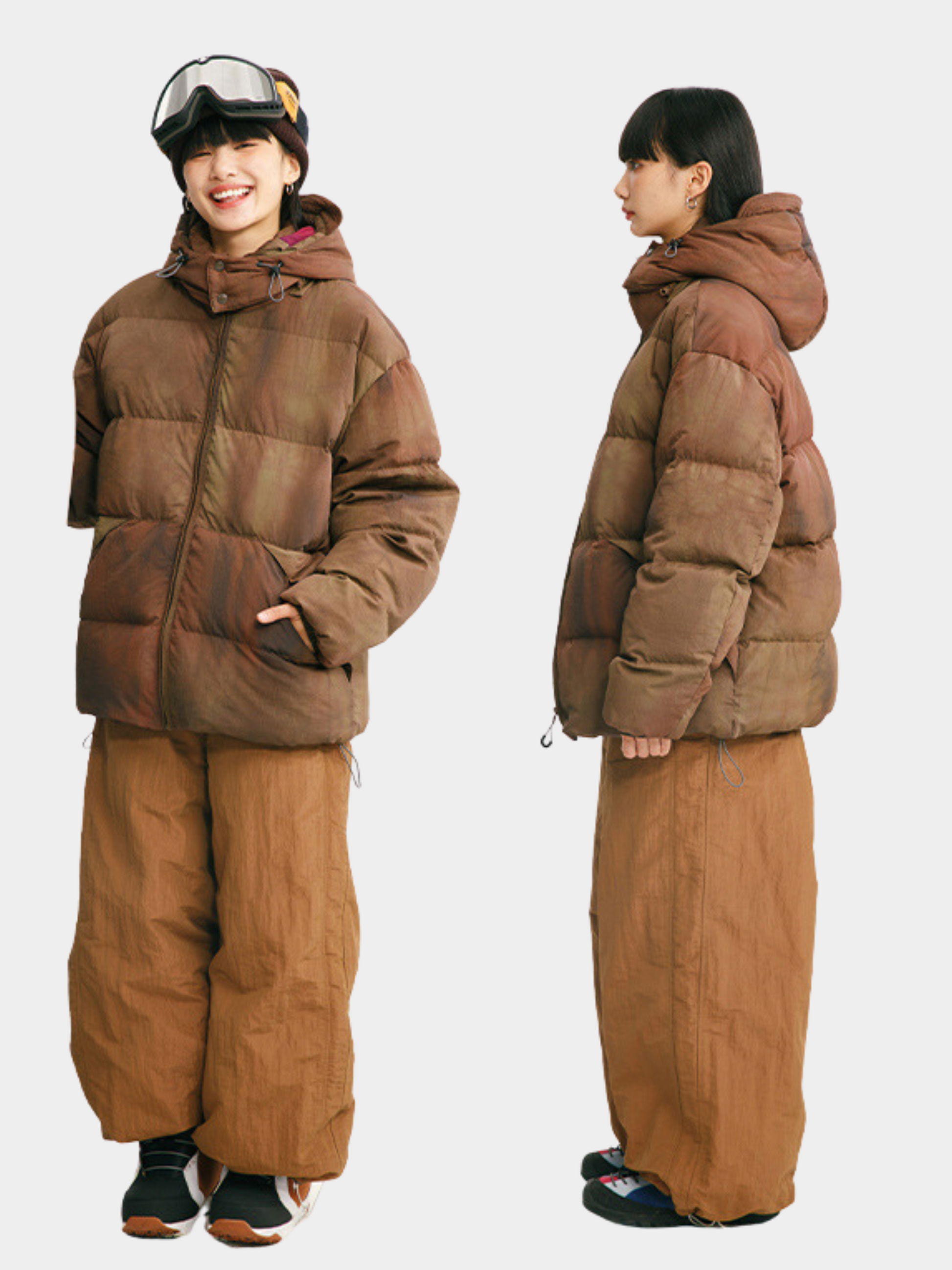 BluffTrail - Unisex 90% White Duck Down Tie-dye Detachable Hood Down Jacket GONGGAR SPORTS