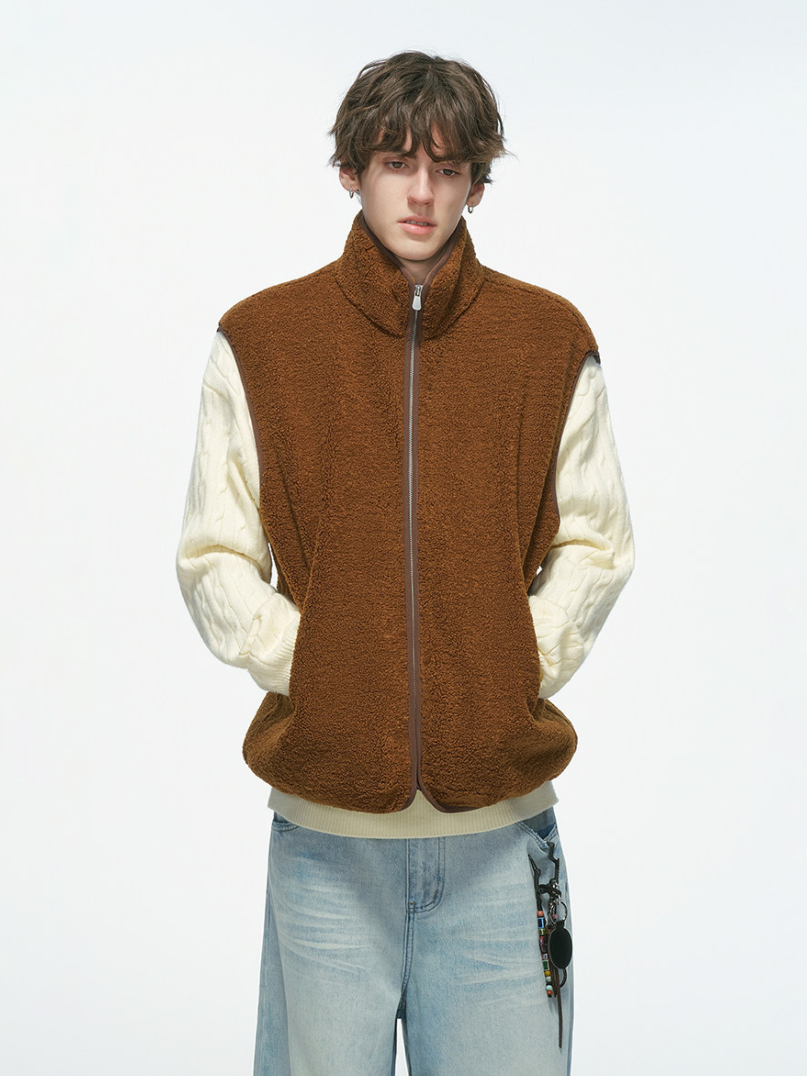 Ashveil - Men's Color-Block Shearling-Lined Vest