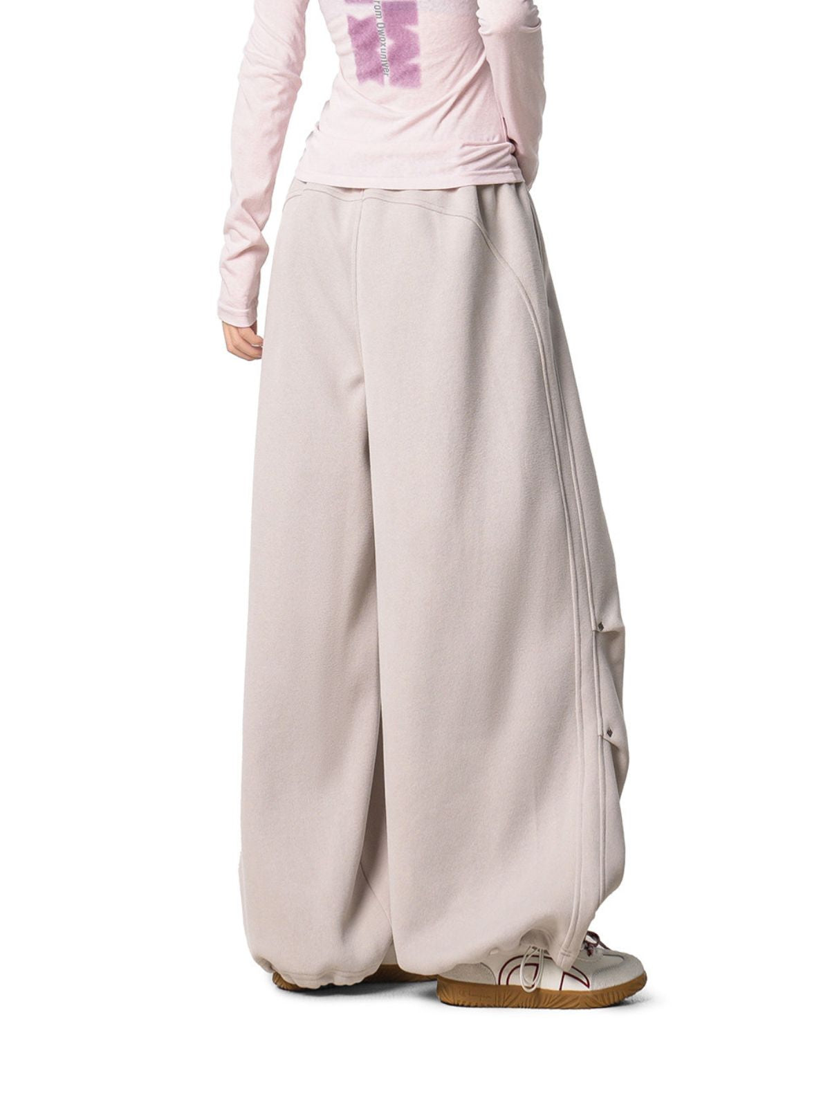 Reachpeak - Unisex Rivet-Detail Pleated Draped Paratrooper Sweatpants