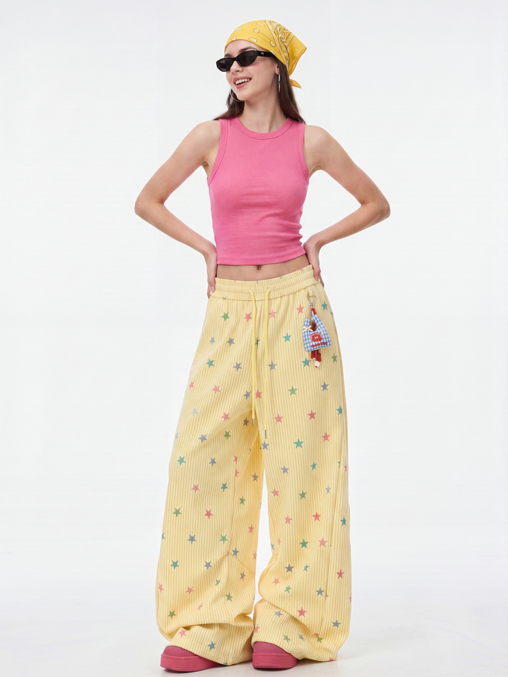 Stitch - Women's Colorful Star Stripe Wide-Leg Pants