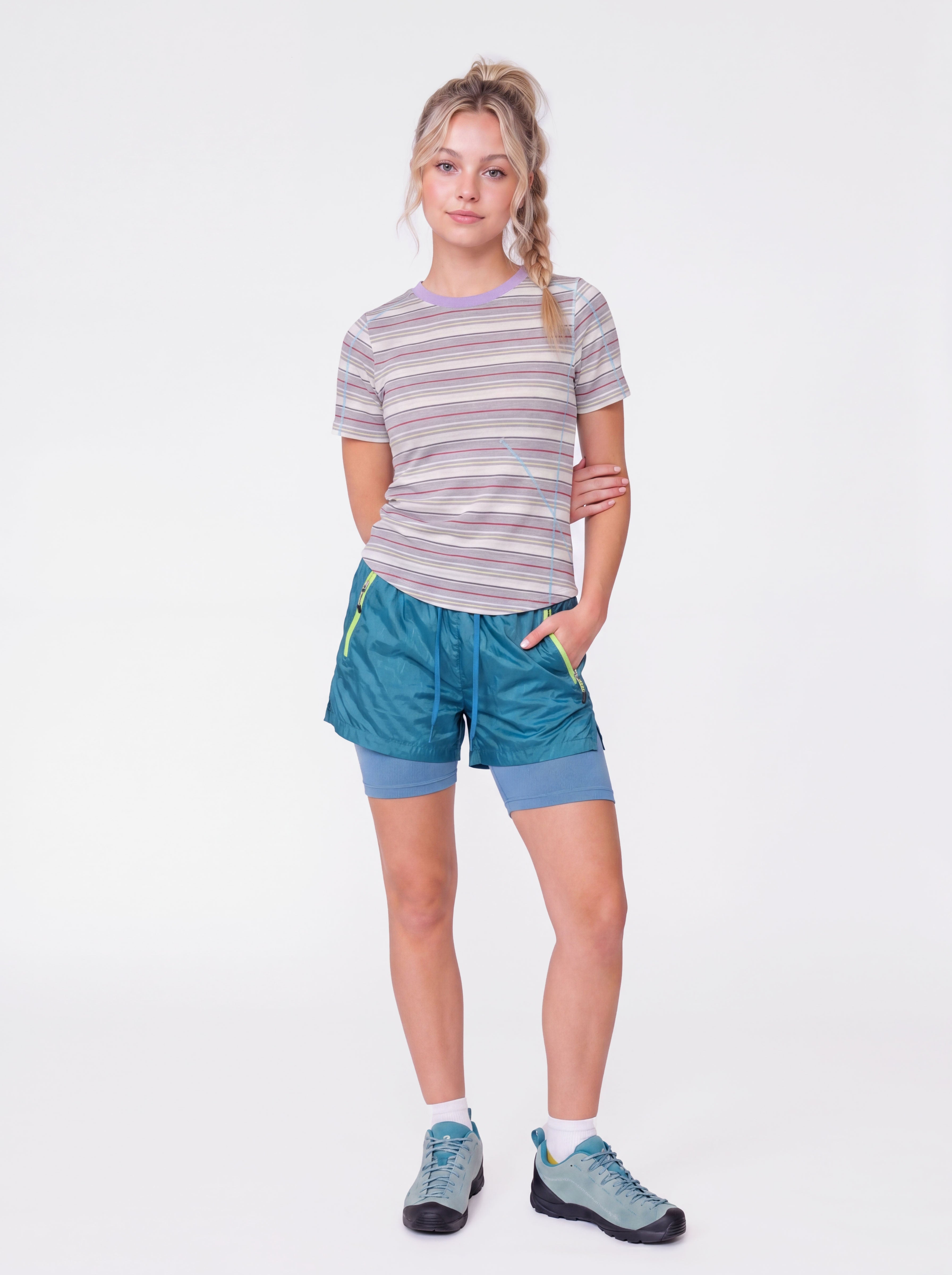 Alpenglow - Women's Breathable Quick-Dry Color-Block Stripe T-Shirt