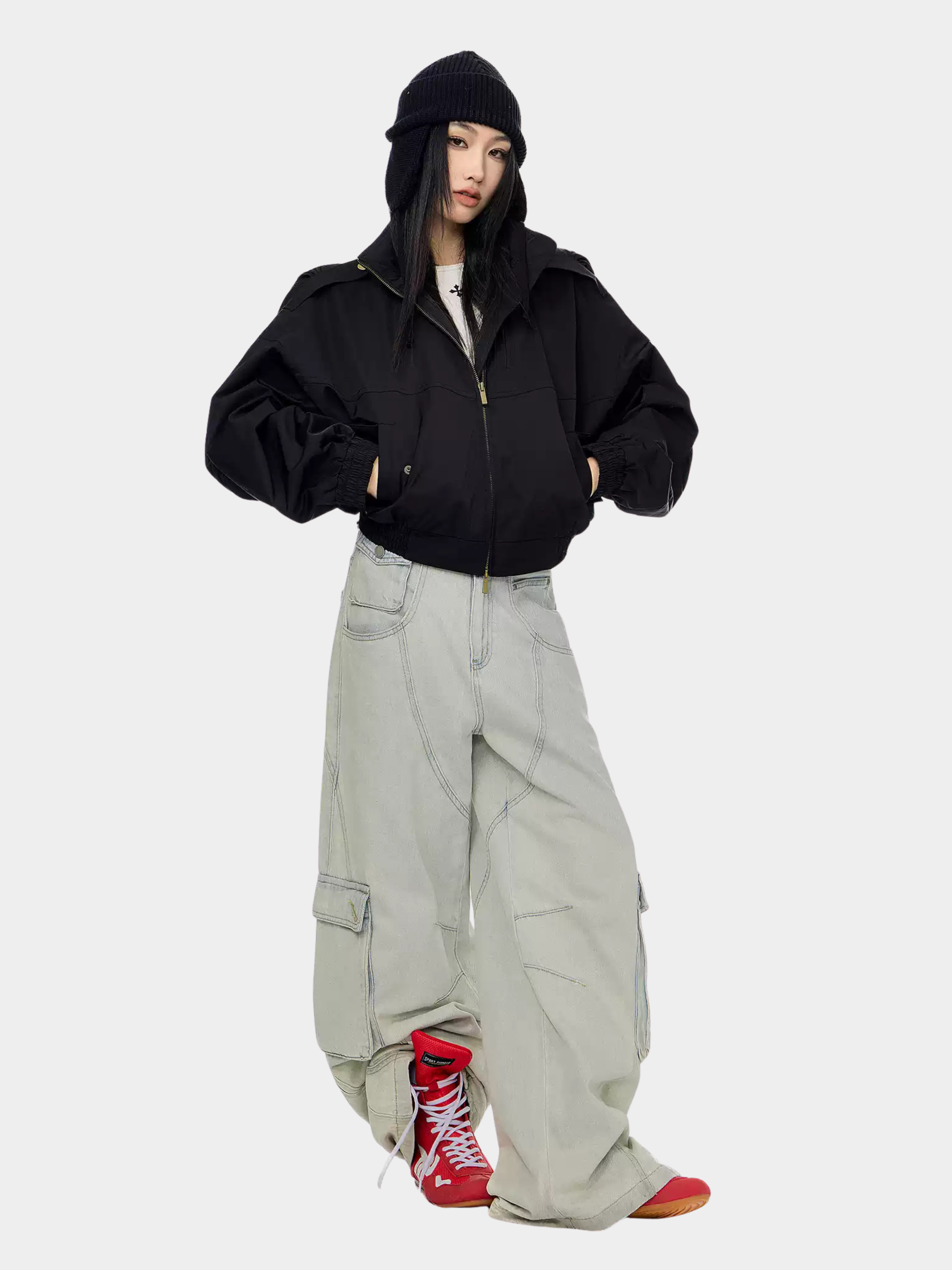StoneCrate - Women's Stand Collar Short Utility Jacket
