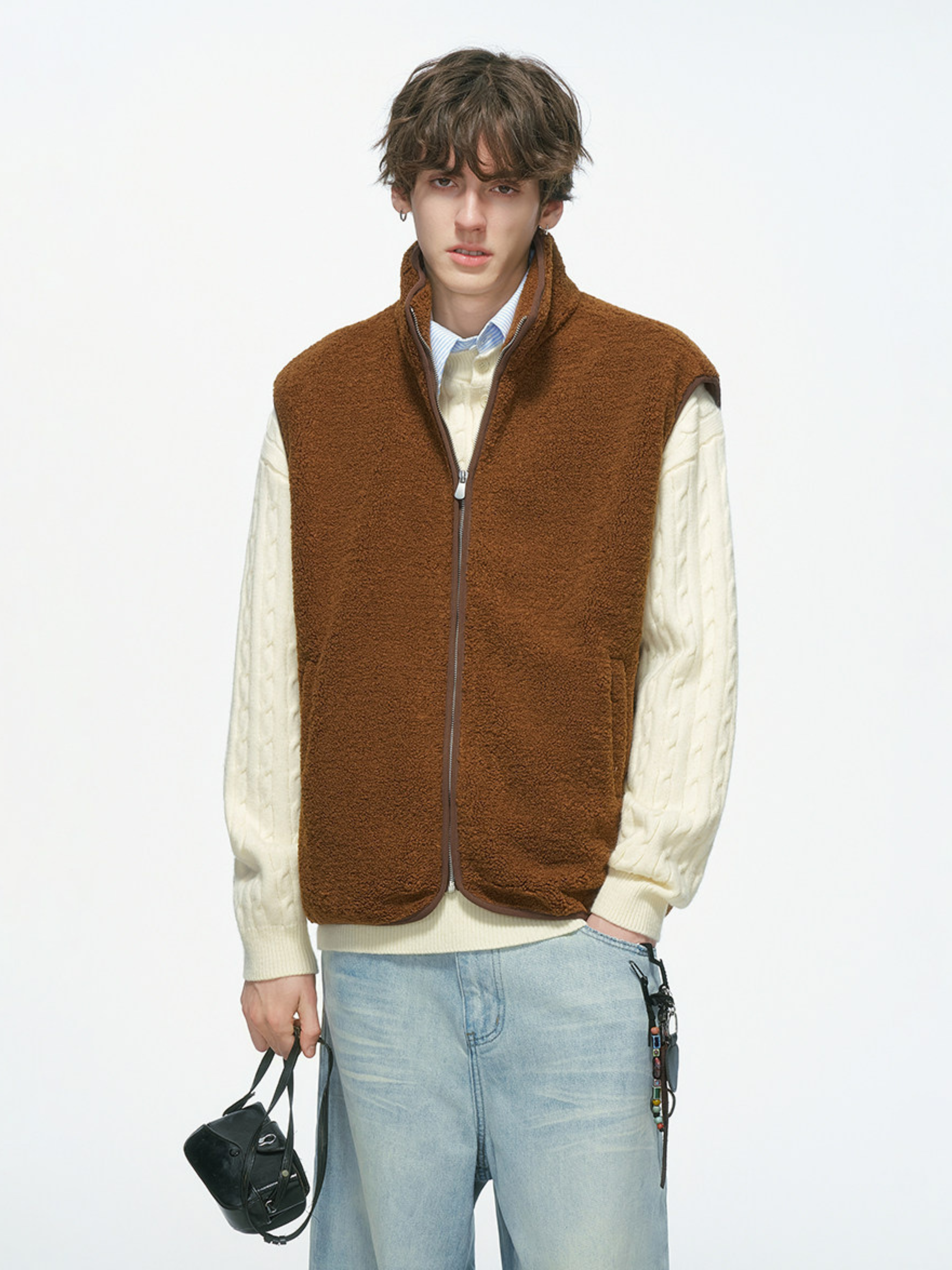 Ashveil - Men's Color-Block Shearling-Lined Vest
