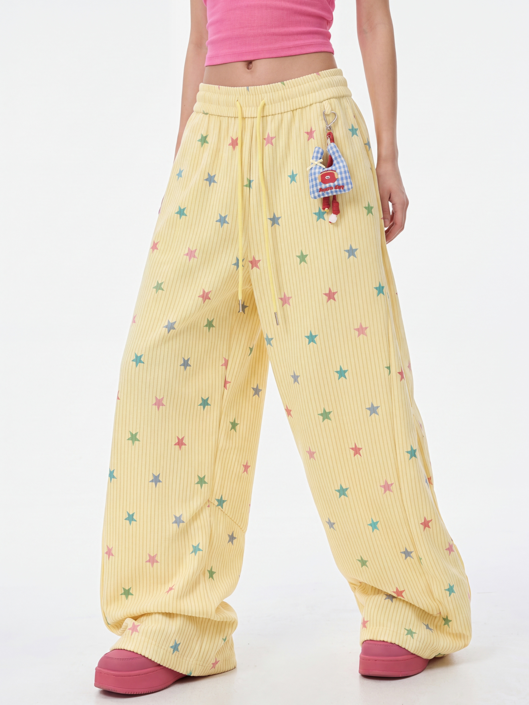 Stitch - Women's Colorful Star Stripe Wide-Leg Pants