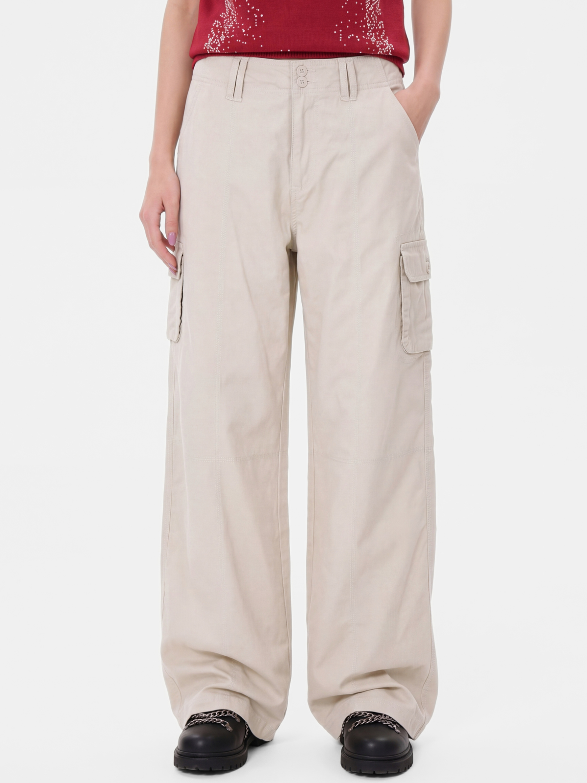 CalmDrift - Women's Deconstructed Multi-Pocket Straight-Leg Cargo Pants