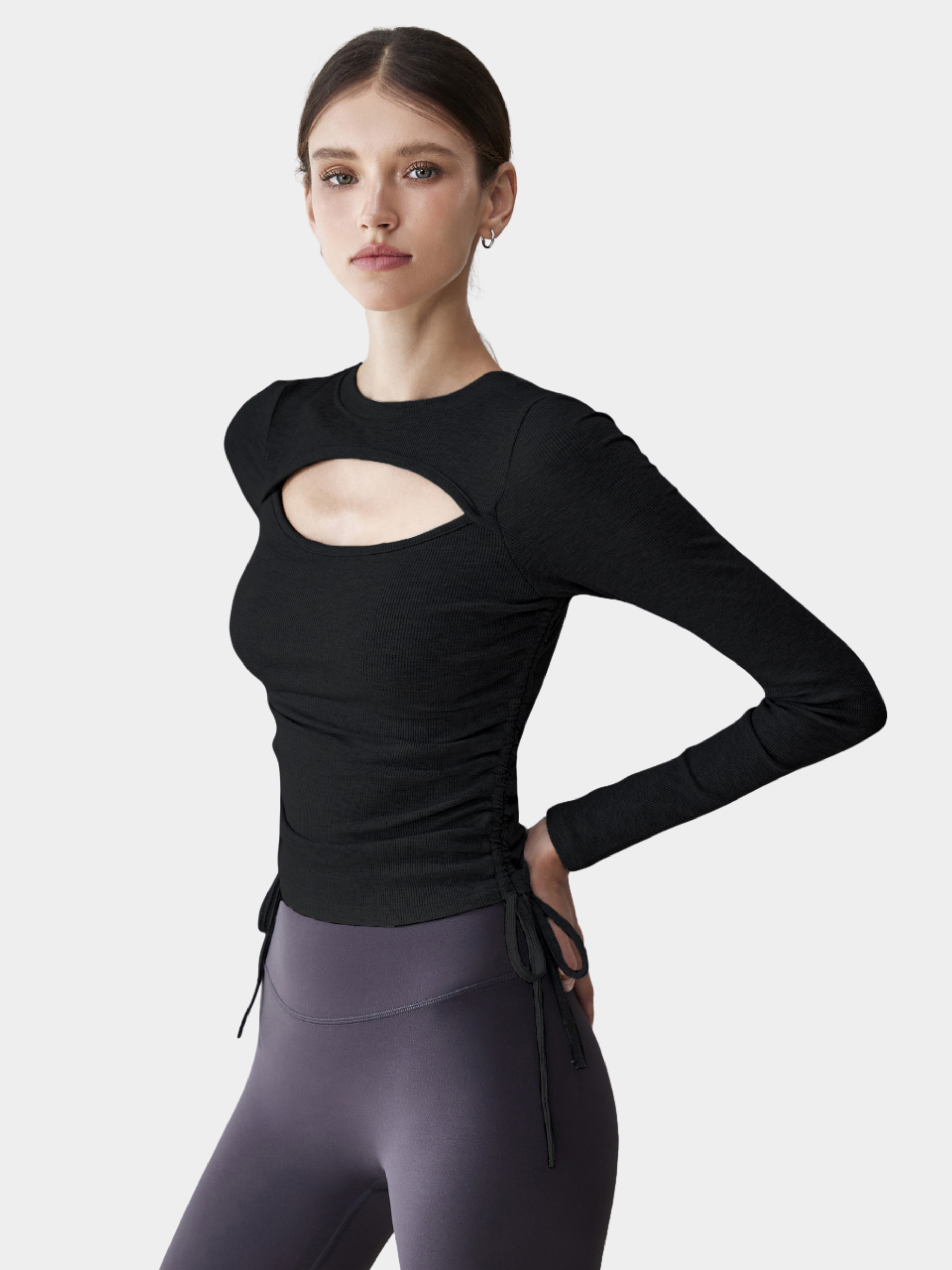 Ashbluff - Women's Hollow-Out Knit Built-In Bra Pads Base Layer Top