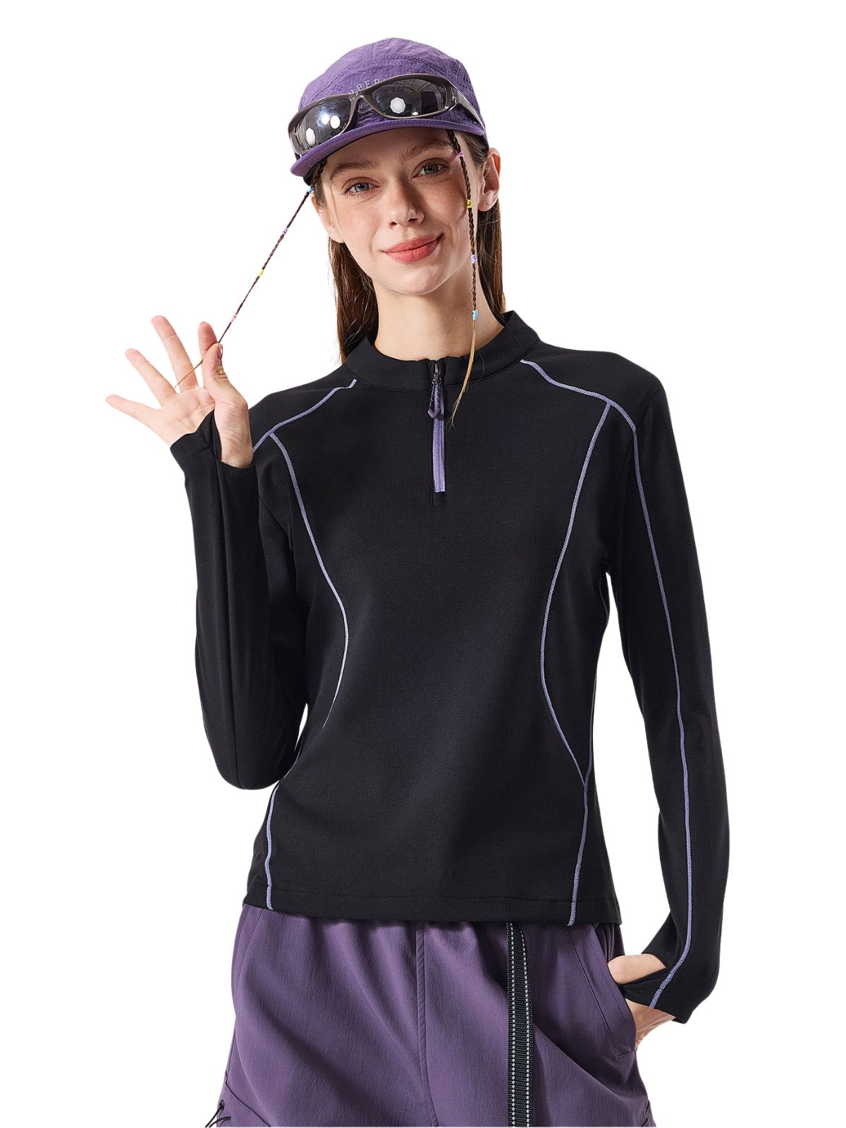 HawkTract - Women's UPF 50+ Antibacterial Quick-Dry Half-Zip T-Shirt