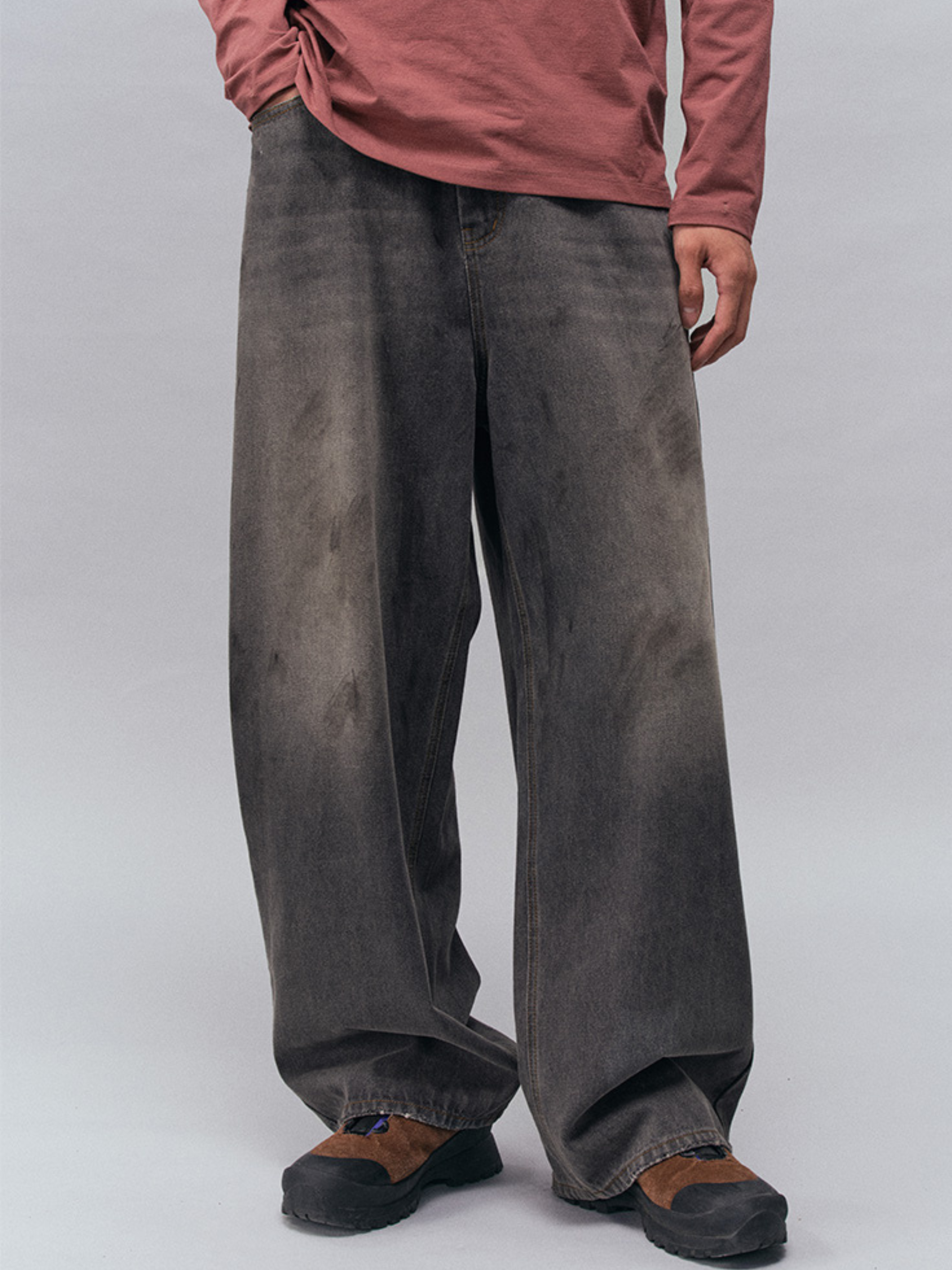 Tempestfire - Men's Washed Denim Wide-Leg Jeans