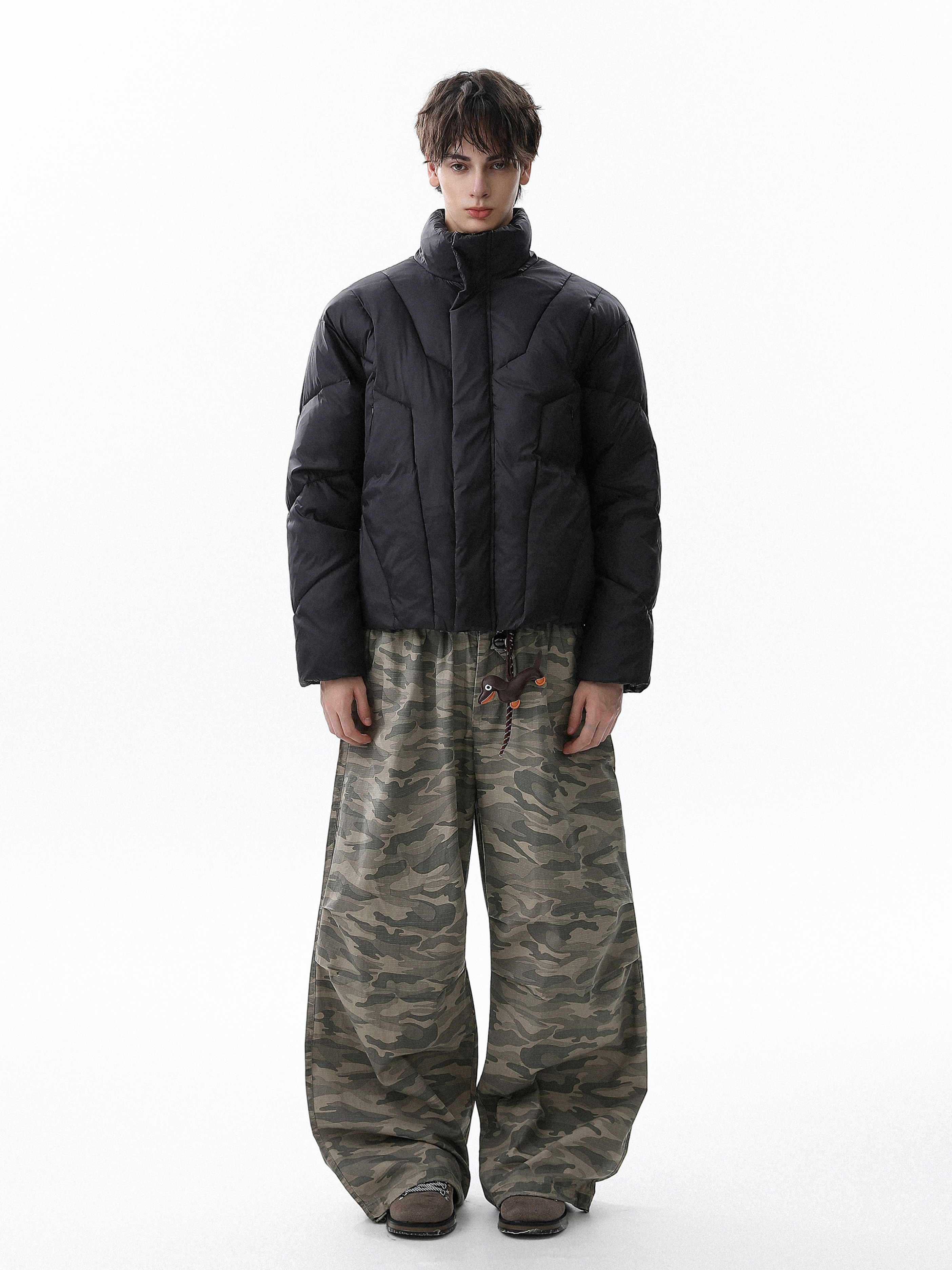 Summitline - Unisex Solid Color Stand Collar Quilted Padded Jacket