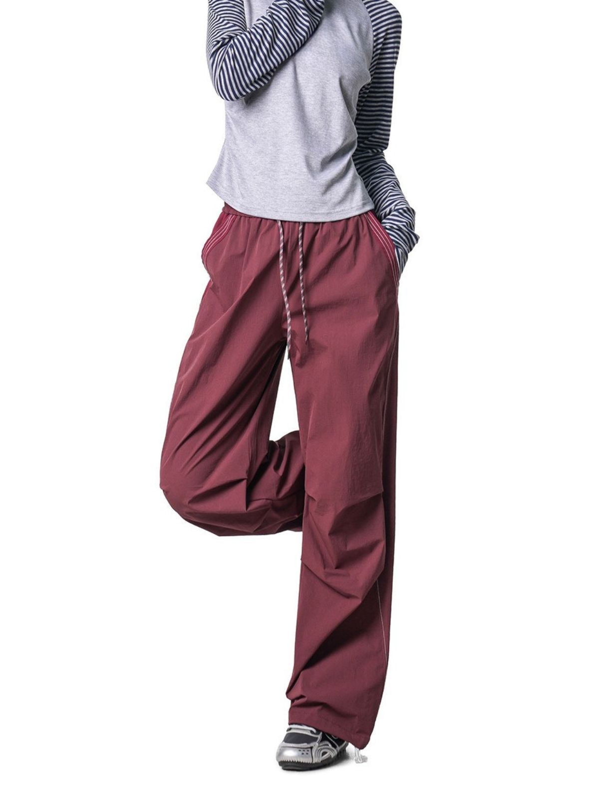 Crestwalk - Women's Geometric Cutline Pleated Paratrooper Pants