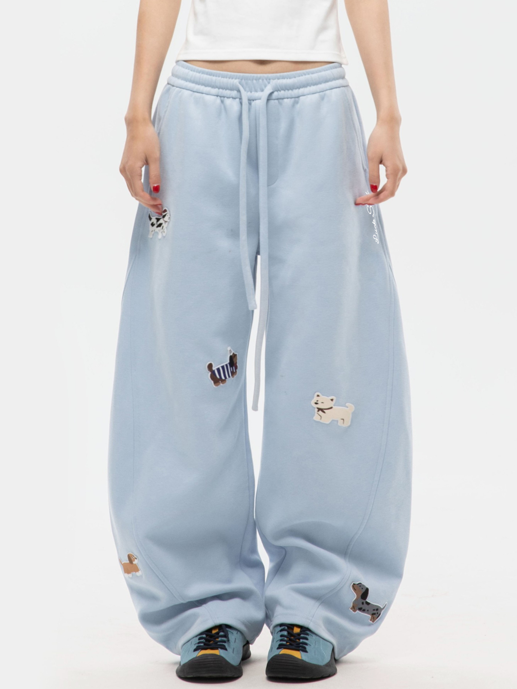 FrostView - Women's Dachshund Patch Embroidery Straight Leg Pants