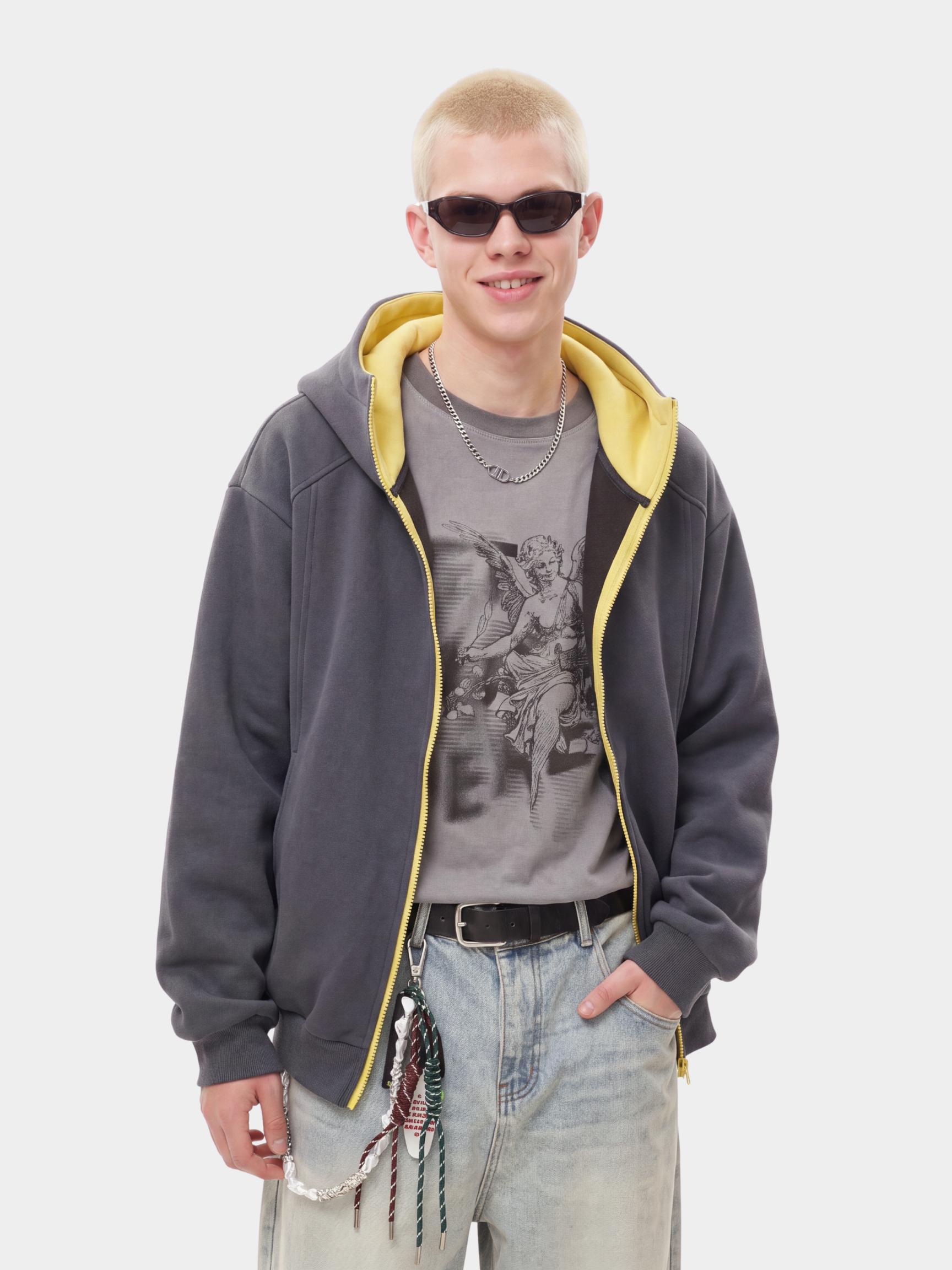 NeckVeil - Men's Contrast Color High Neck Zip-Up Jacket