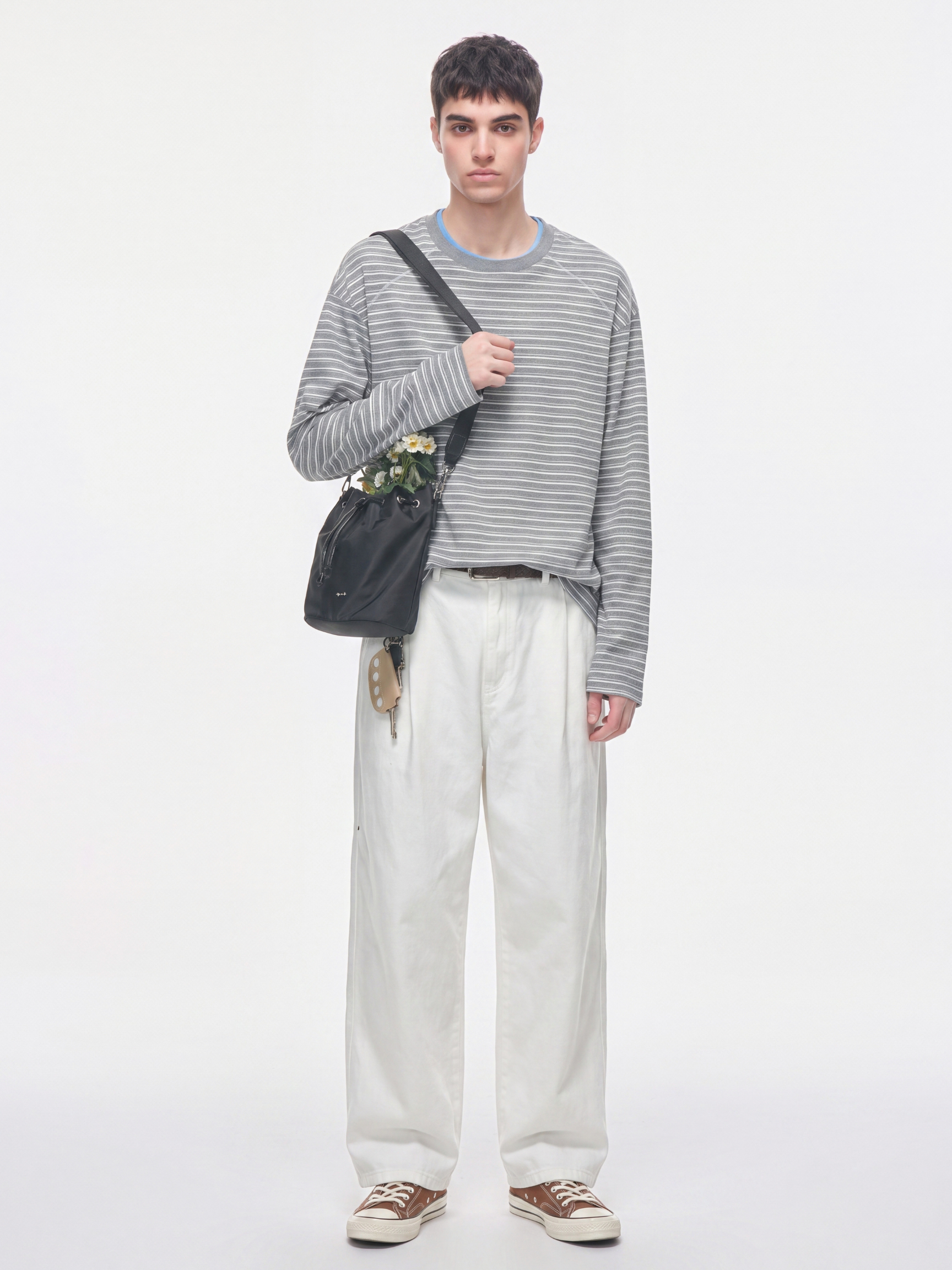 DualDrift - Color-Block Striped Crew Neck T-Shirt