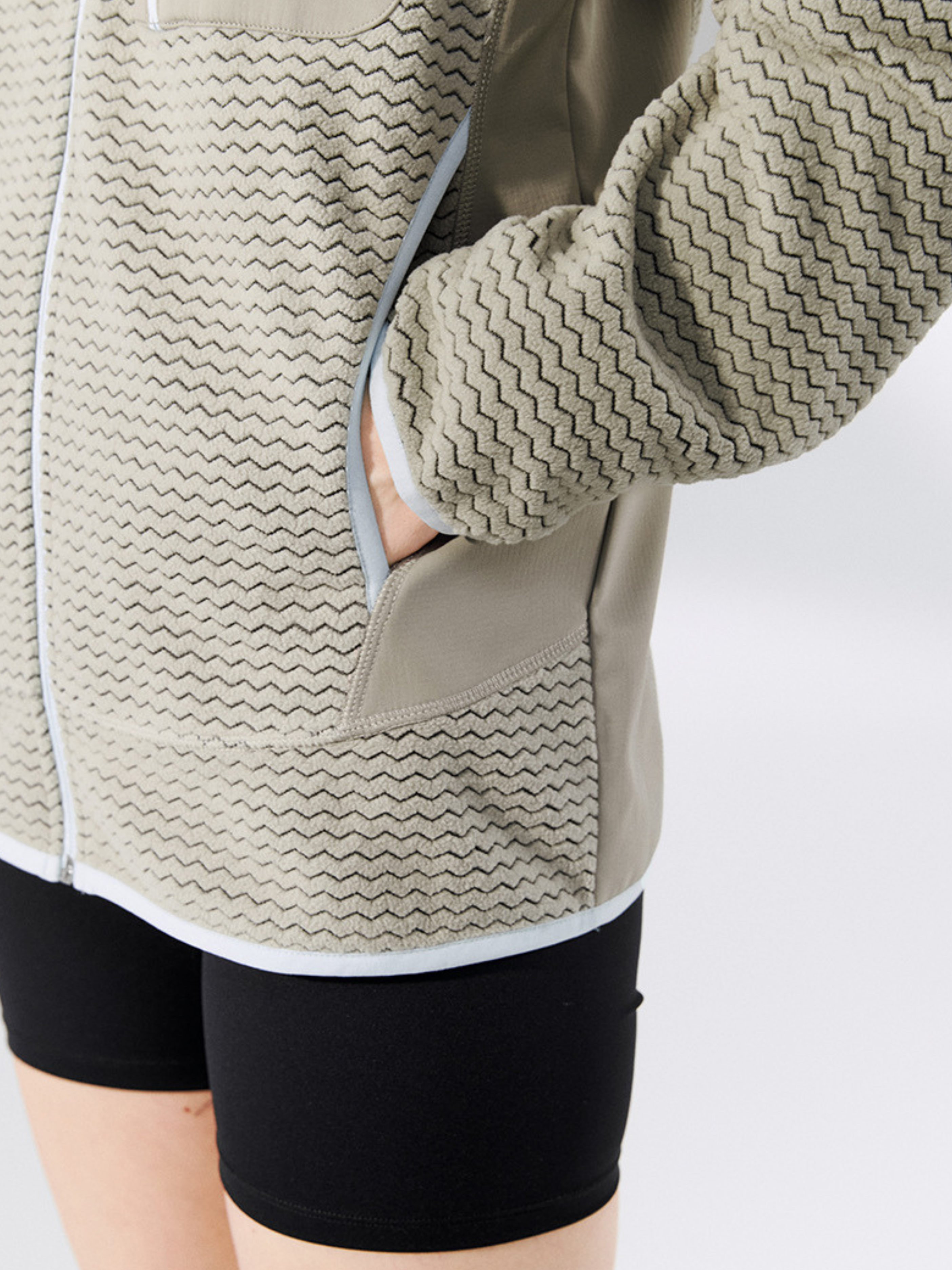 Nightthorn - Unisex Wave Pattern Fleece Zip-Up Sweatshirt