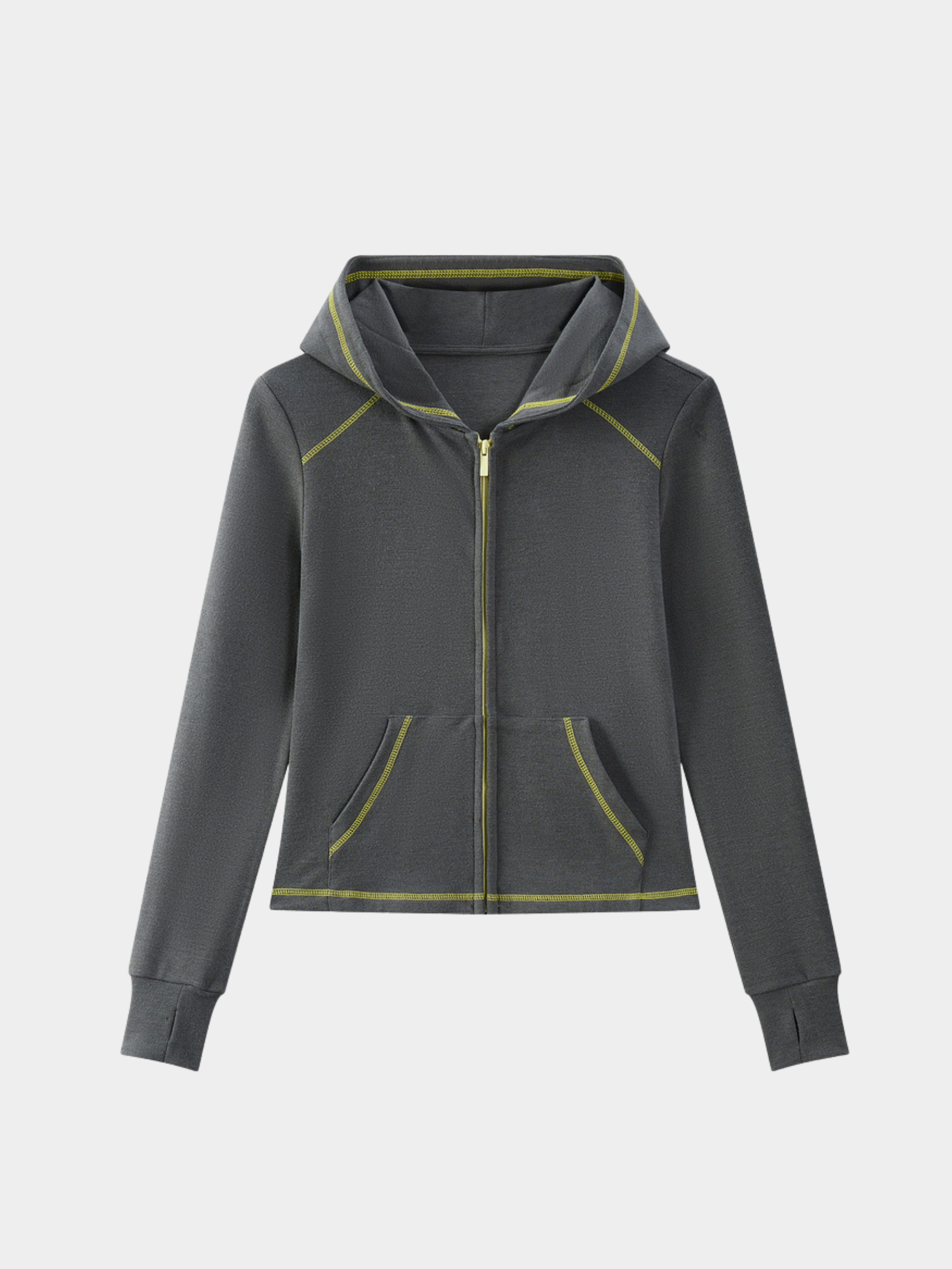 OwlCrag - Women's Slim-Fit Contrast Stitch Zip-Up Jacket