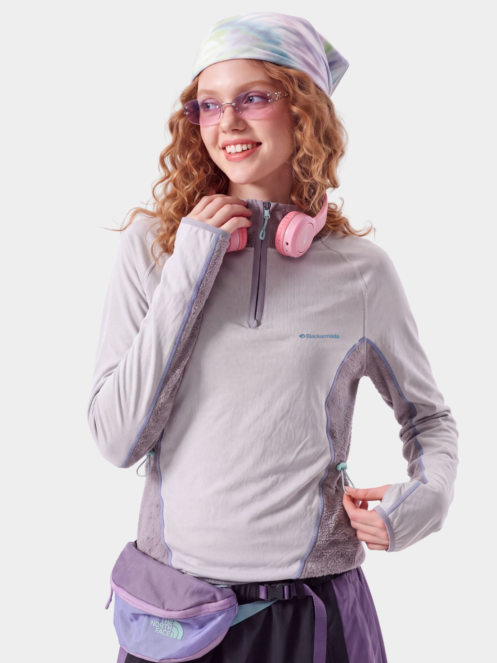FadeSplit - Women's Fleece-Lined Utility Half-Zip Long-Sleeve Top
