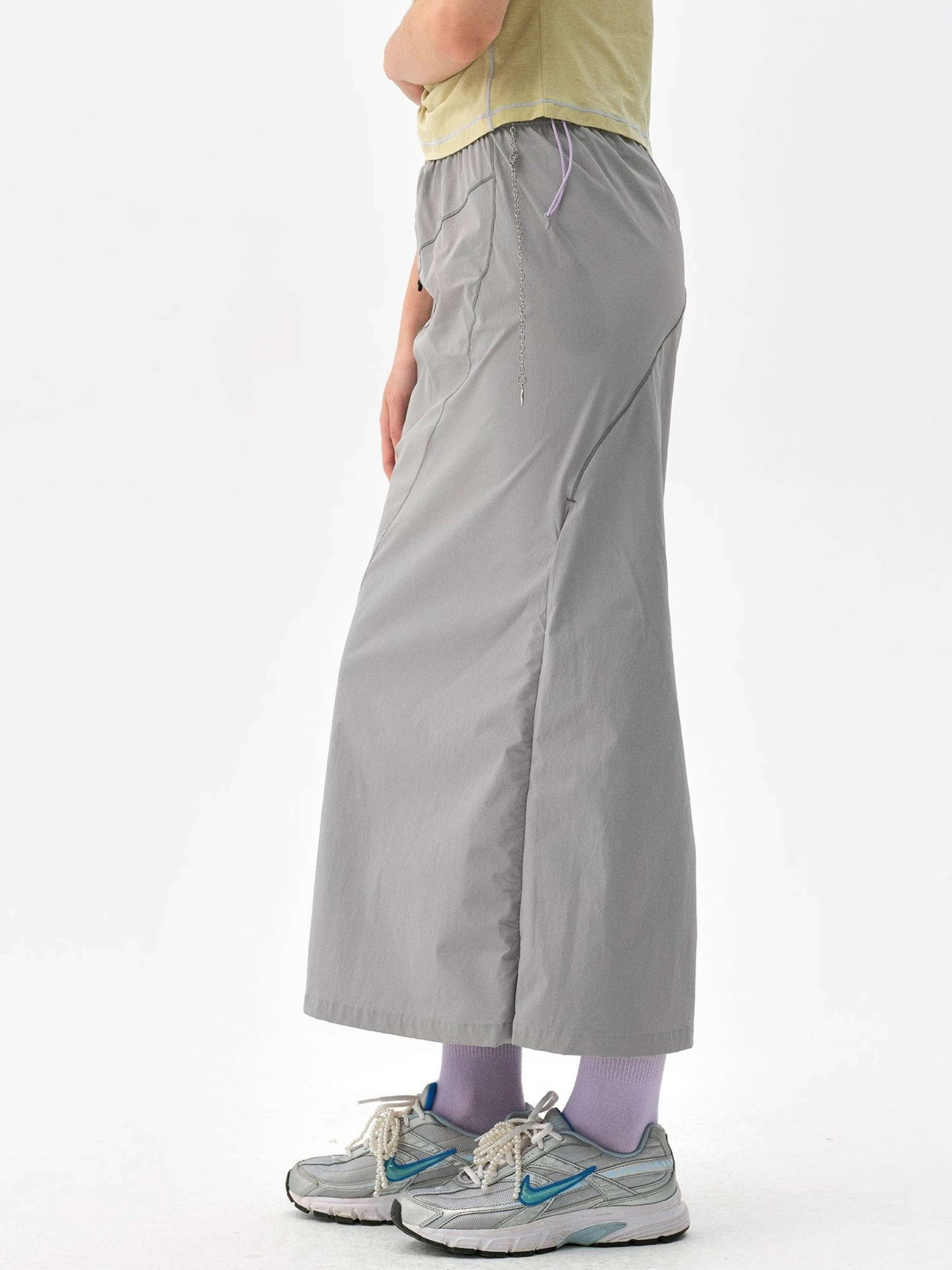 Dunewake - Women's Panelled Drawstring Waist Midi Skirt