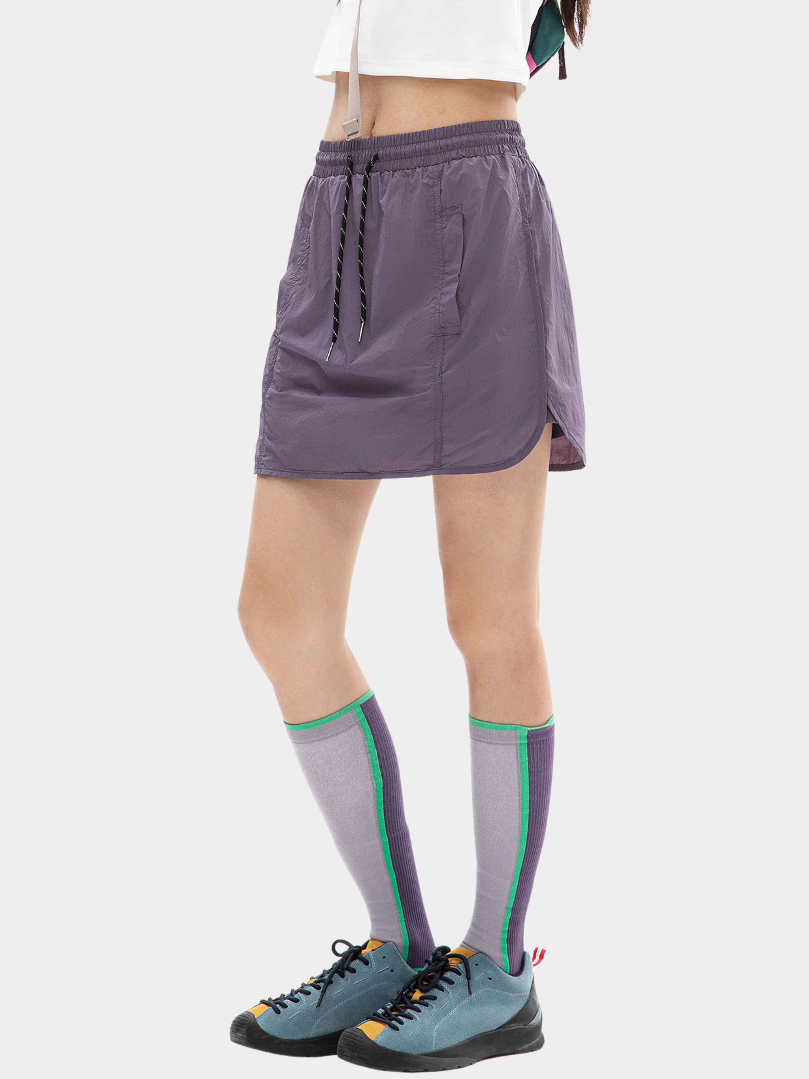EchoPeak - Women's Utility Slit A-Line Mini Built-in Lining Skirt