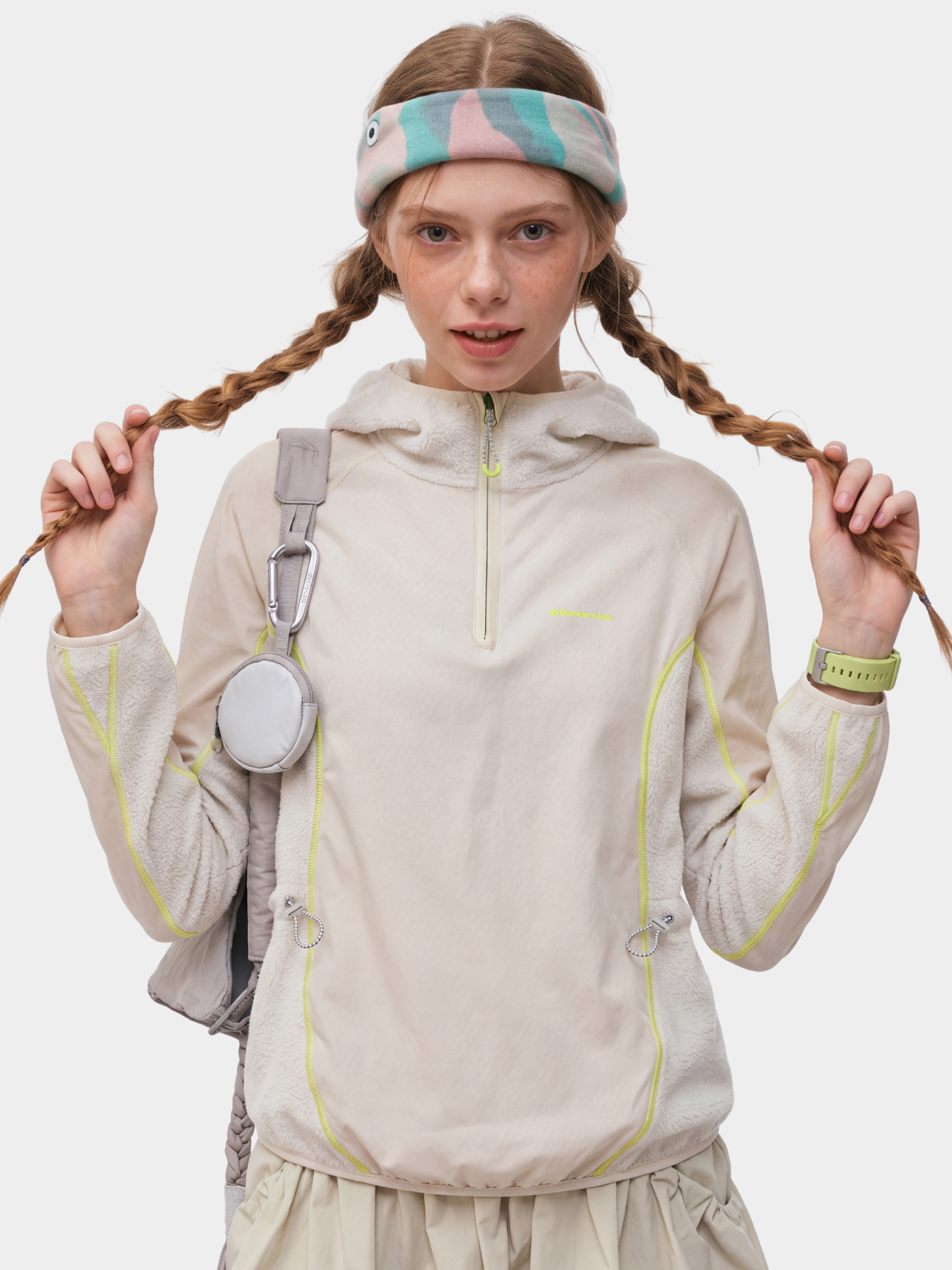 FadeSplit - Women's Fleece-Lined Utility Half-Zip Long-Sleeve Top