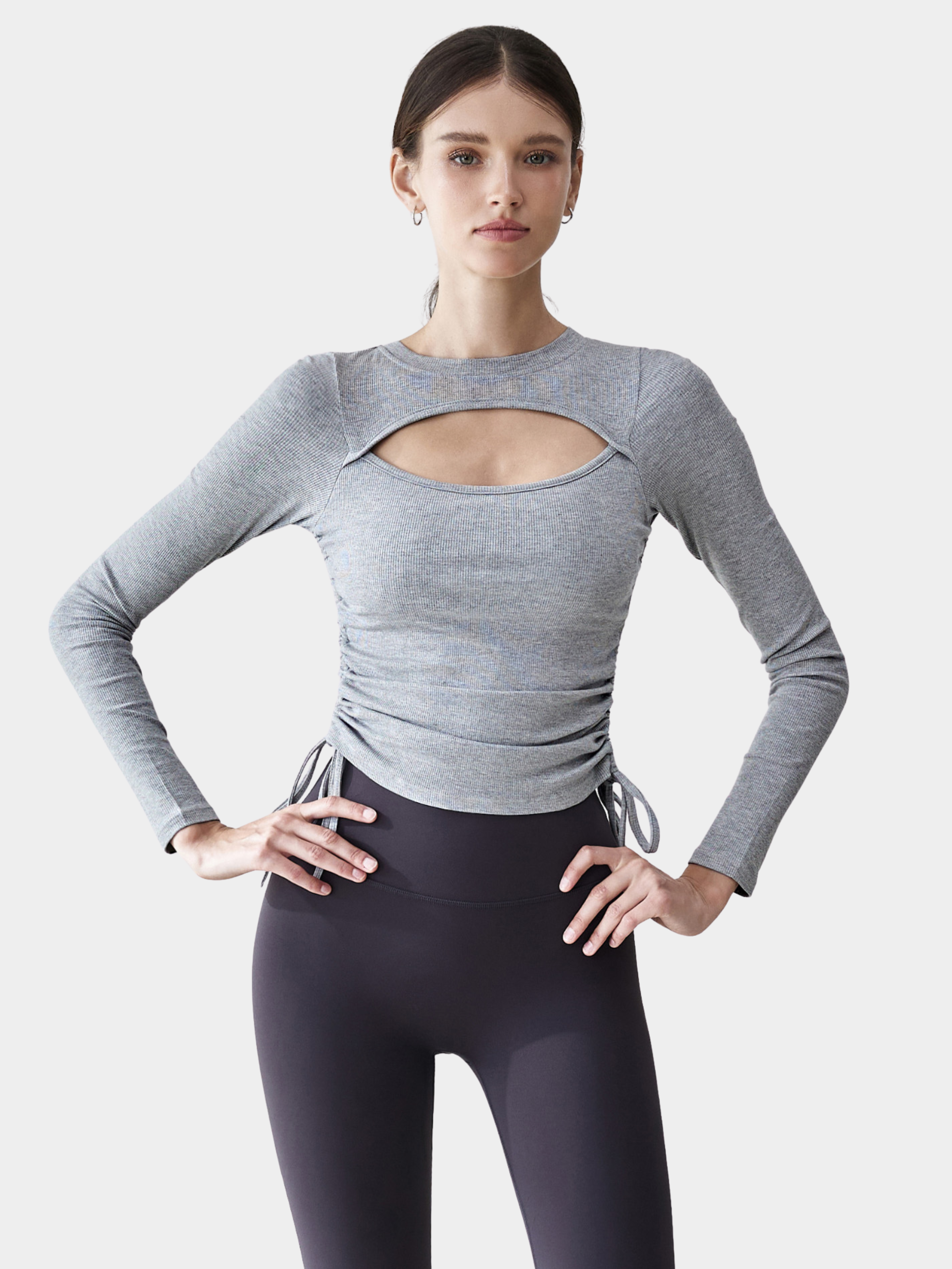 Ashbluff - Women's Hollow-Out Knit Built-In Bra Pads Base Layer Top